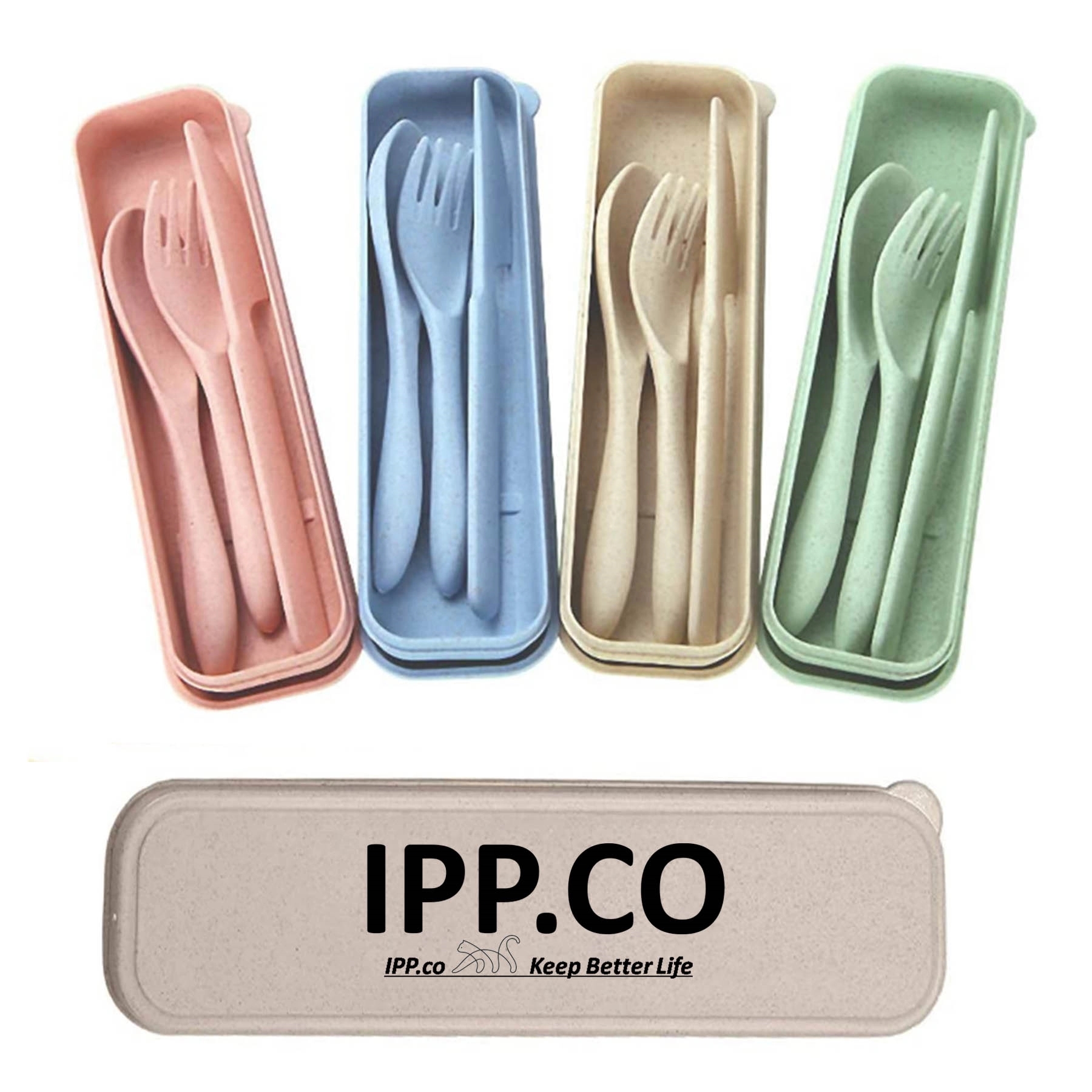 4 Sets Portable Wheat Cutlery 2