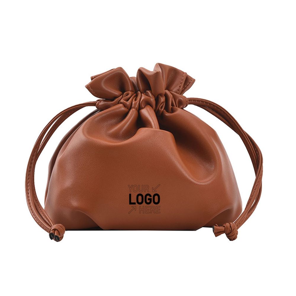 Fashionable Casual Soft Leather Solid Color One-shoulder Drawstring Bucket Bag 5