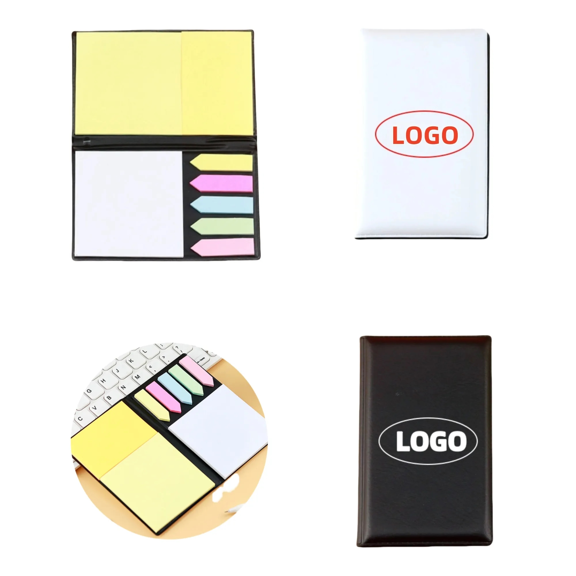 White Leather Sticky Note Pad 2
