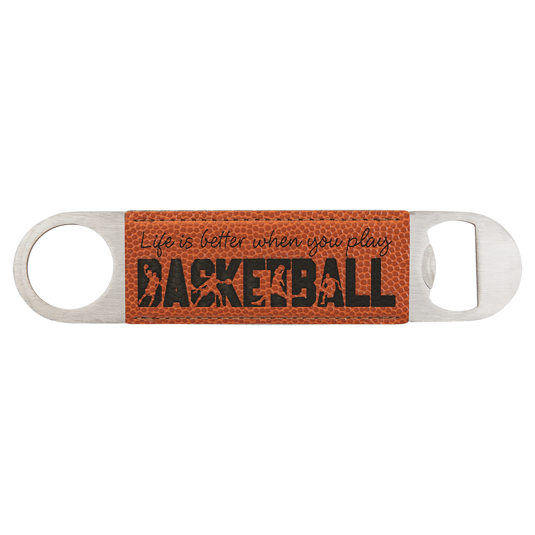 1 1/2" x 7" Basketball Leatherette Bottle Opener 1