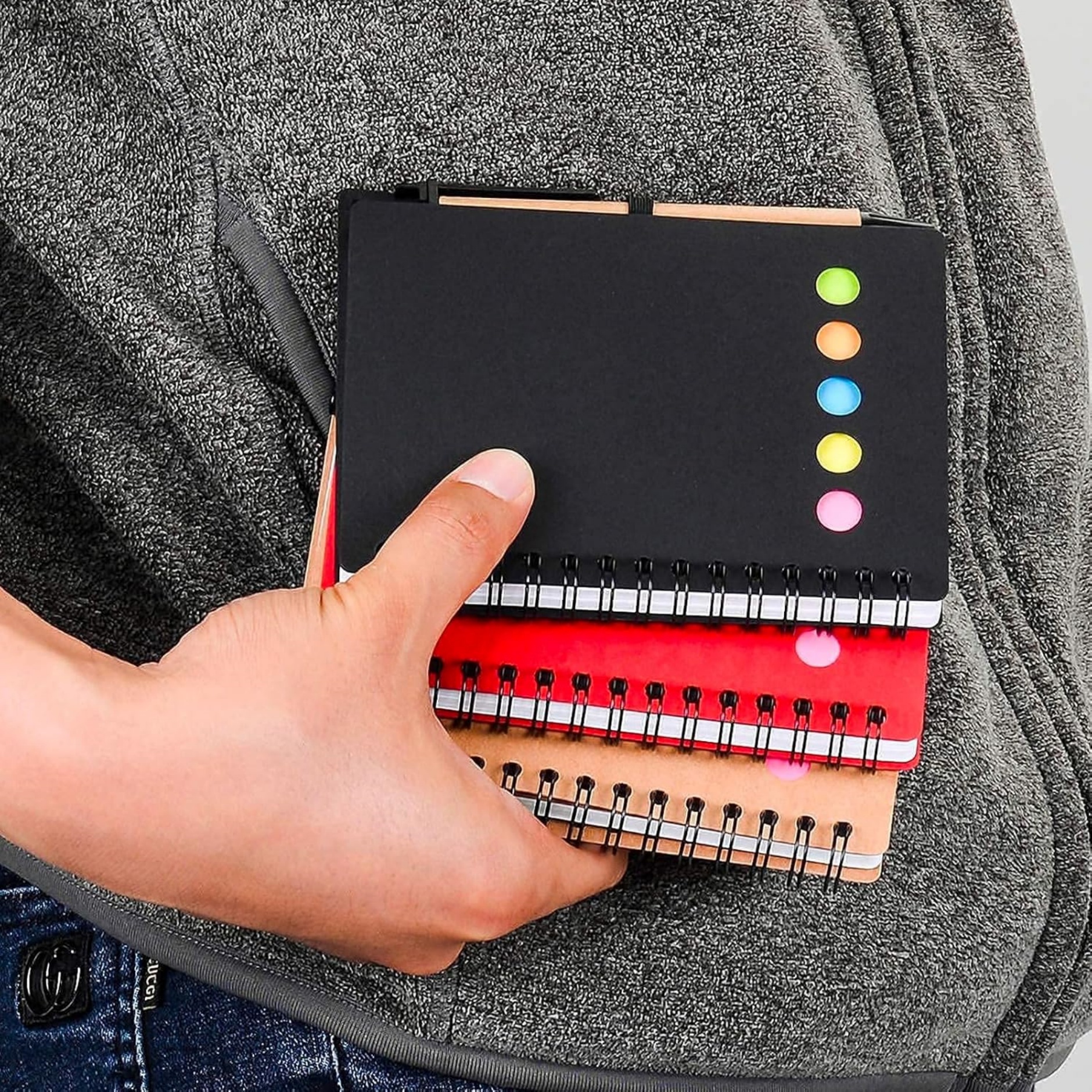 Spiral Notebook Steno Pads Lined Notepad with Pen in Holder 3