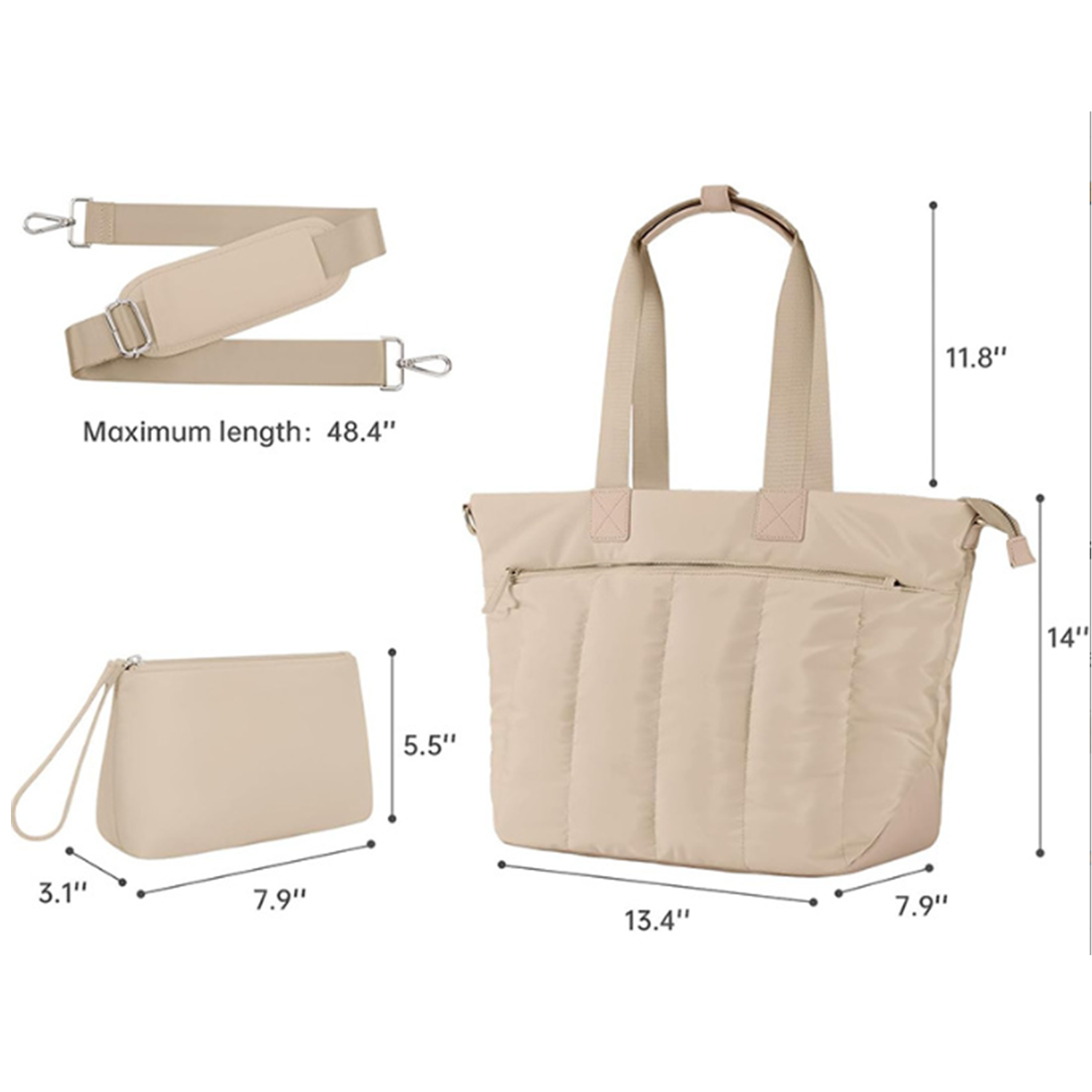 15.6-inch Zipper Tote bag with Laptop Compartment for Women 2