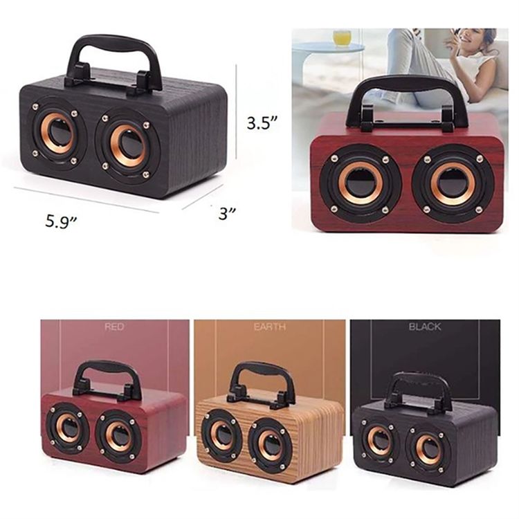 Wooden Bluetooth Speaker Wireless with Handle 2
