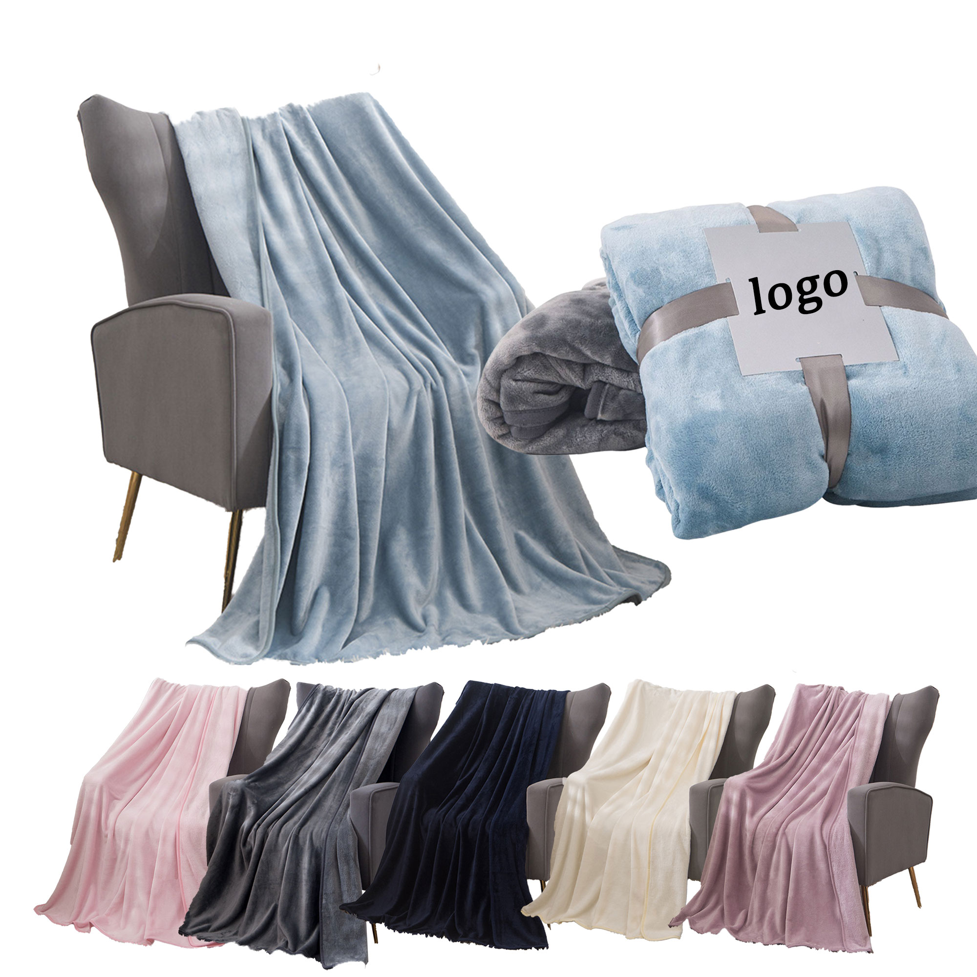 MOQ 30 Thickened Warm Flannel Blanket 59"L x 39.5"W 1