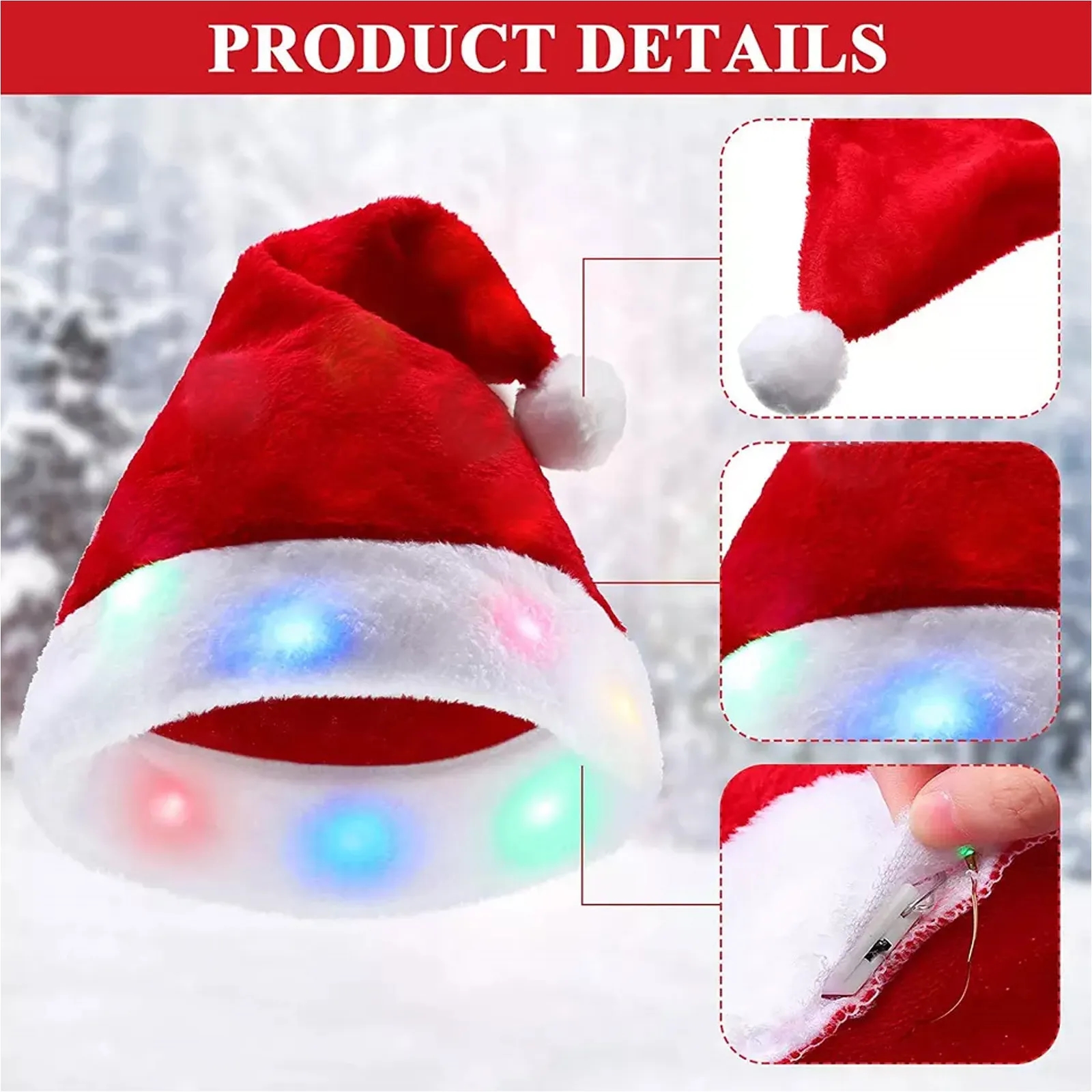 LED Light up Santa Christmas Hat/Cap 2