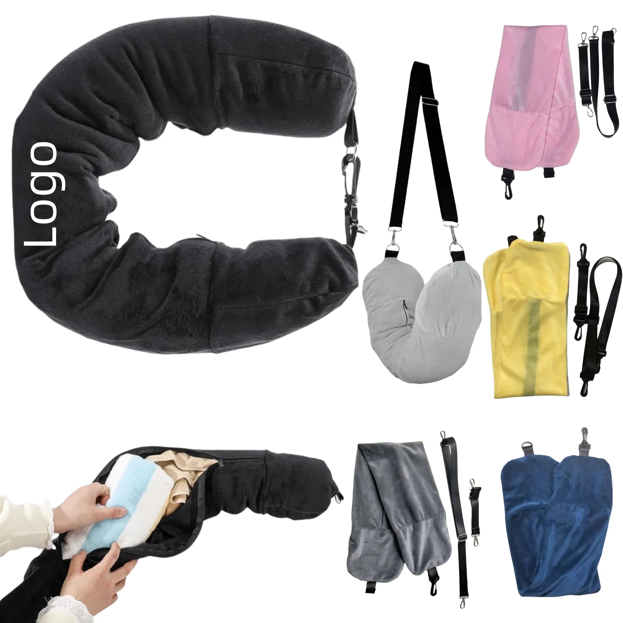 Fillable And Portable Travel Neck Pillow Storage Bag 3