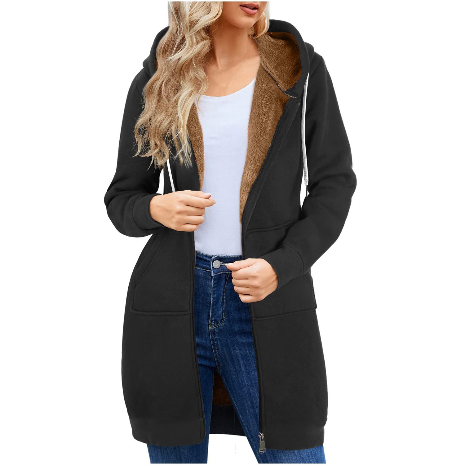 Full Zip Long Sleeve Casual Fall Winter Coat 5