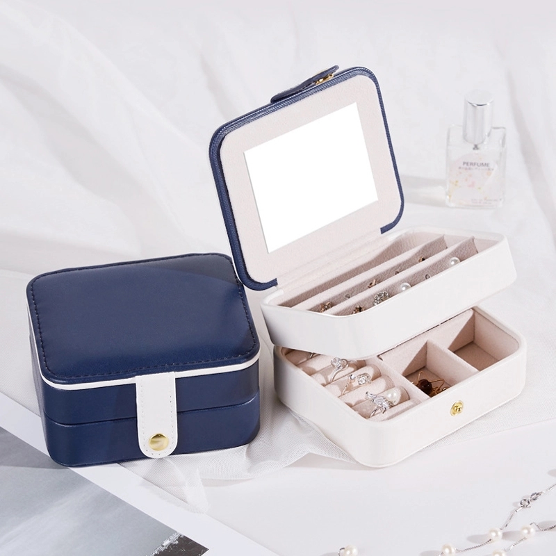 Custom Travel Multi-Layer Jewelry Organizer Box with Mirror 10
