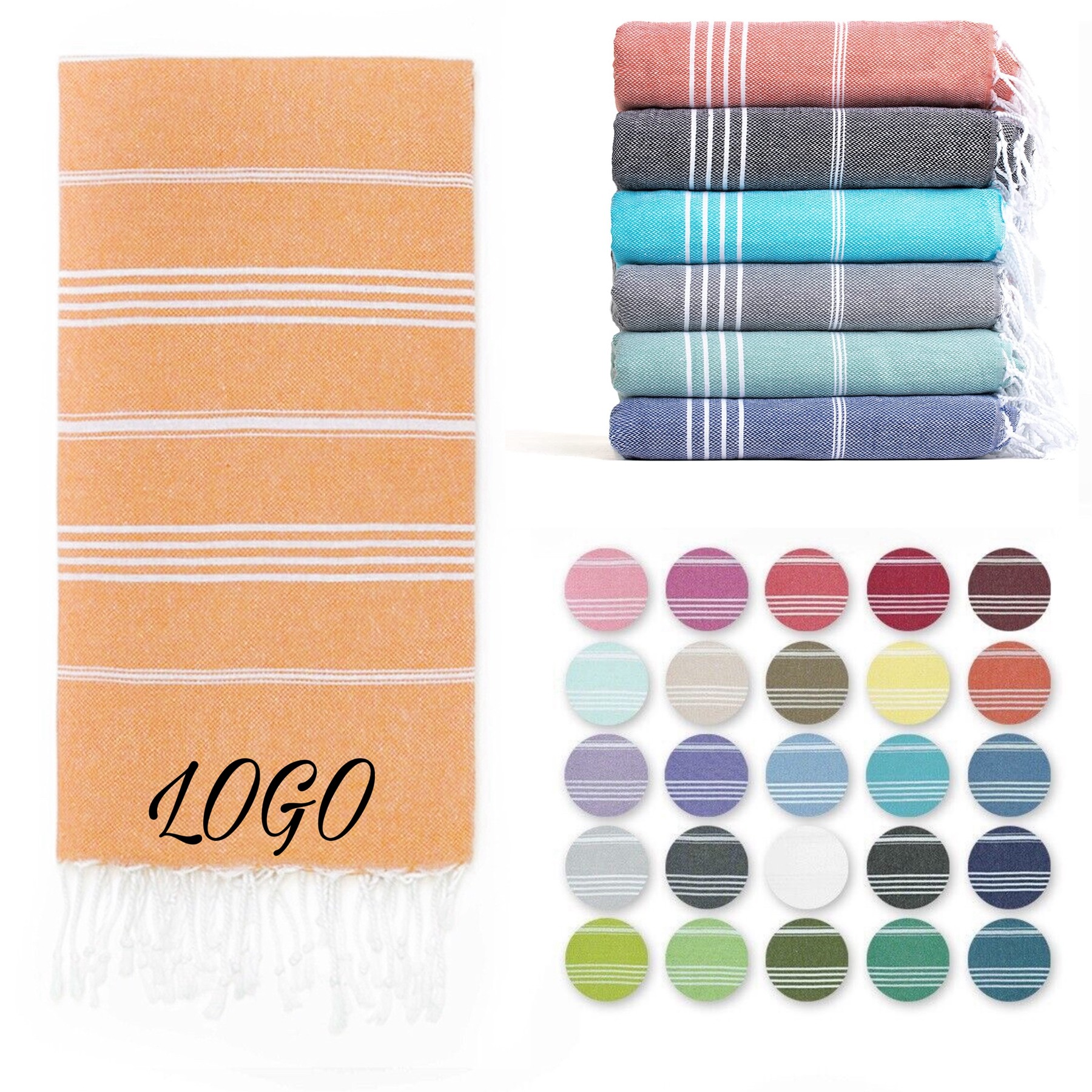 MOQ 20pcs 100% Cotton Turkish Beach Towel