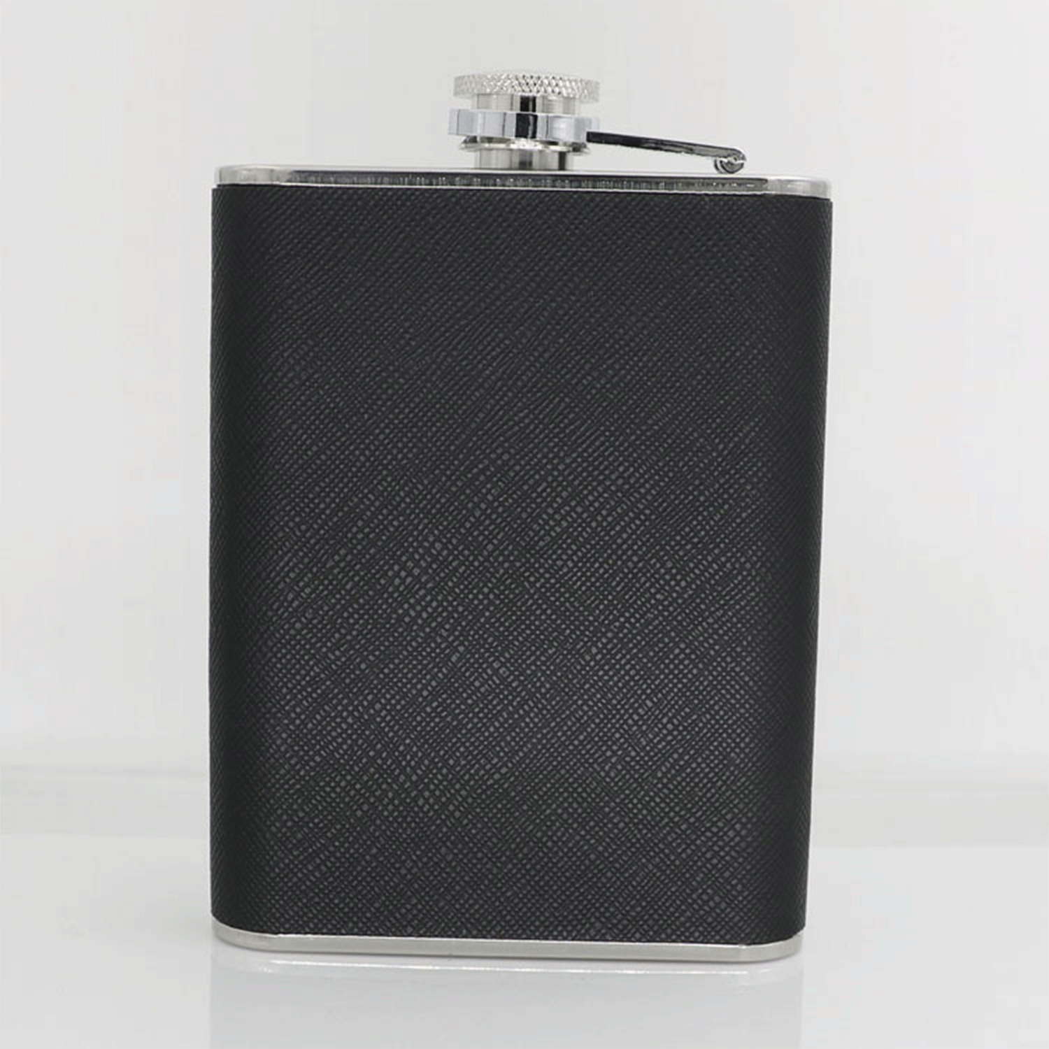 5oz black pu Whiskey Flask w/ bulid-in cigarette case 5