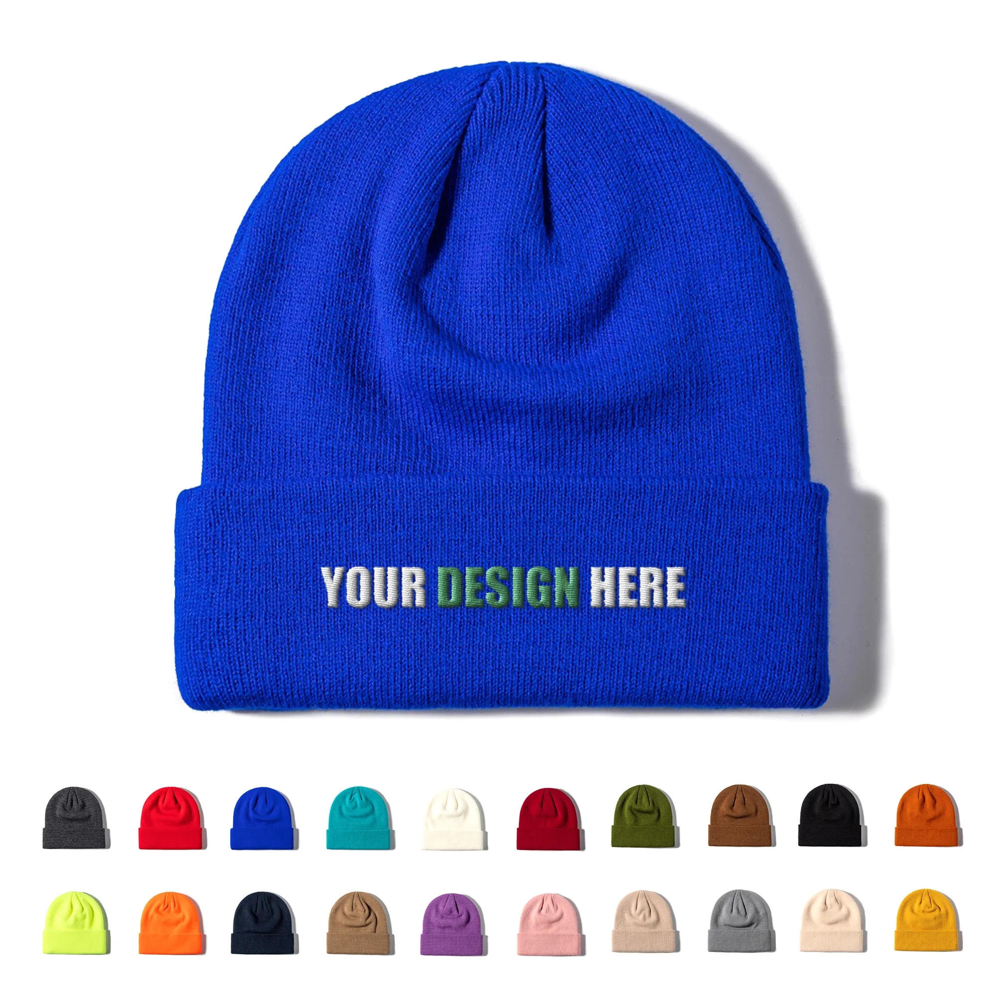 Cuff Cotton Embroidered Knitted Beanie 5