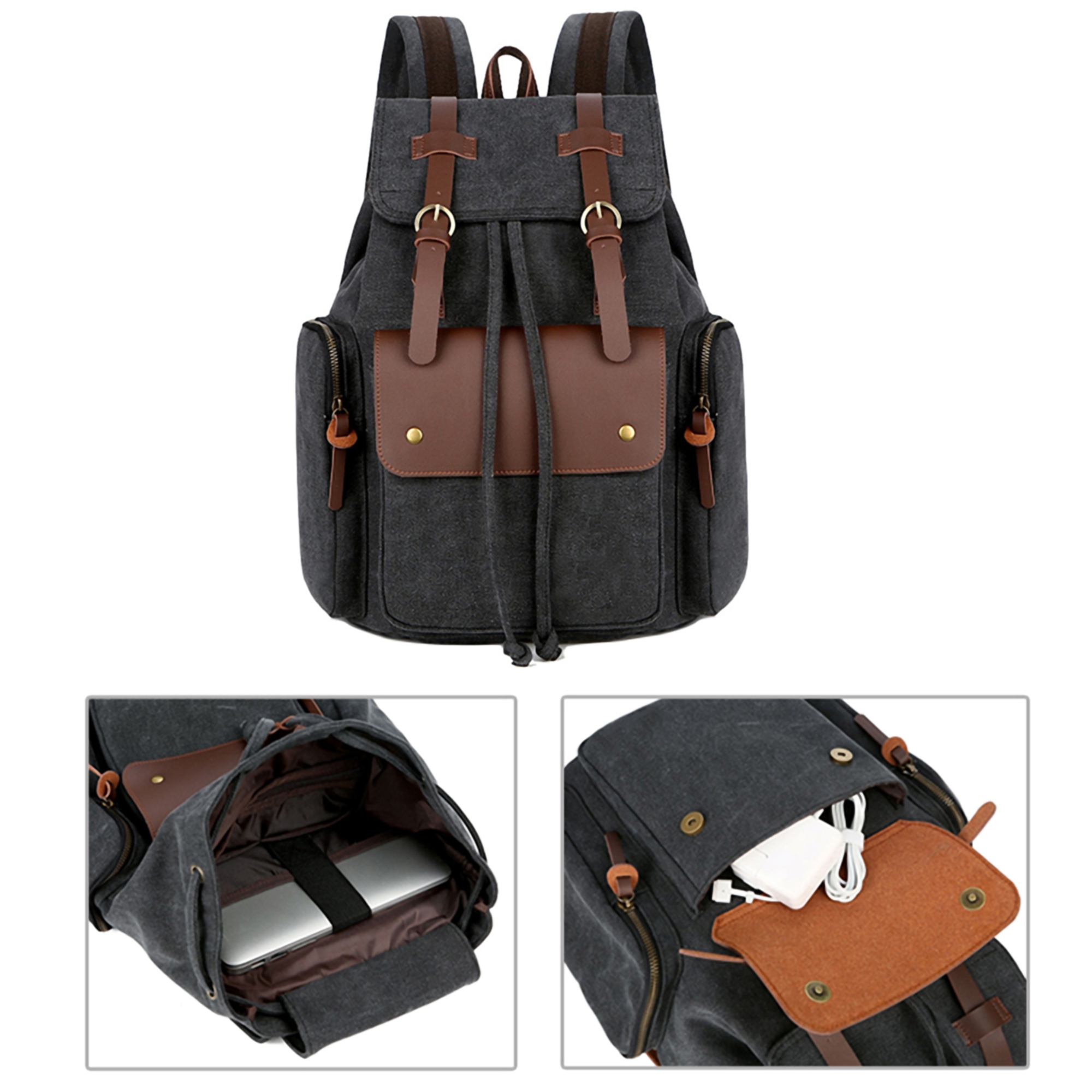 Vintage Canvas Leather Backpack 1