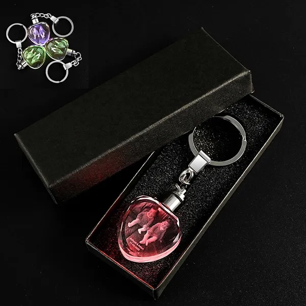 Crystal Led Light Heart Keychain 1