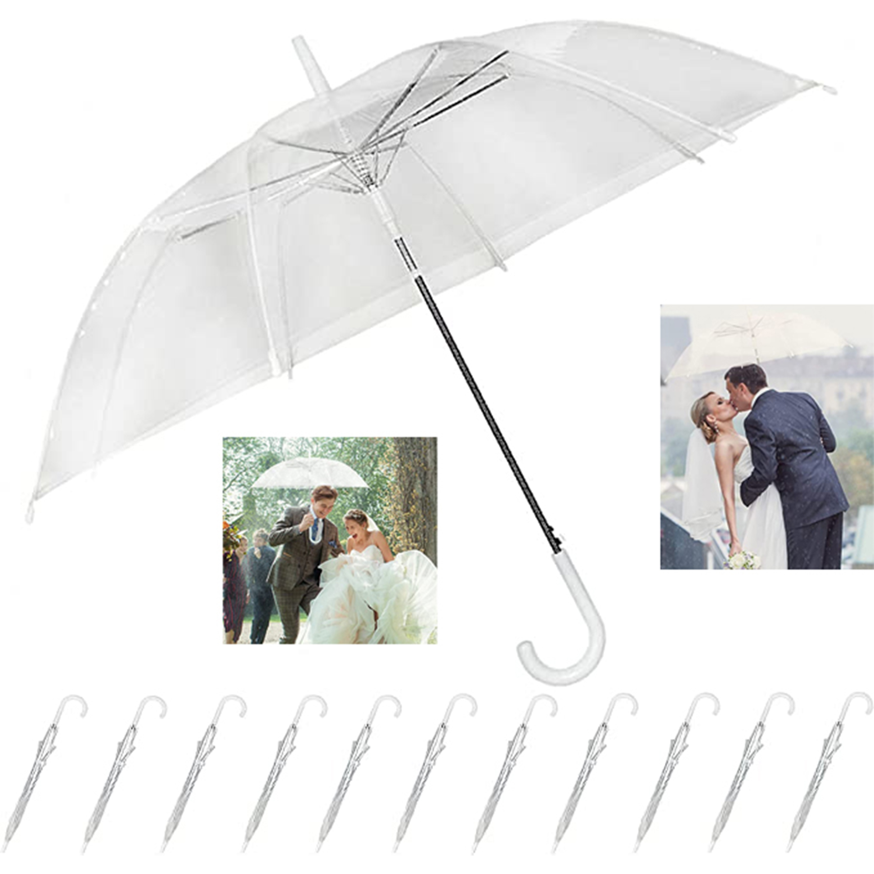 Clear Wedding Style Stick Umbrella 2