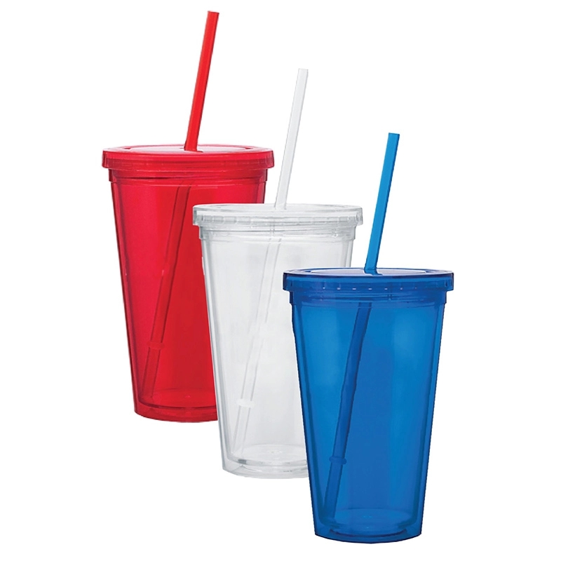 16 Oz. Acrylic Double Wall Drink Cup with Straw 5