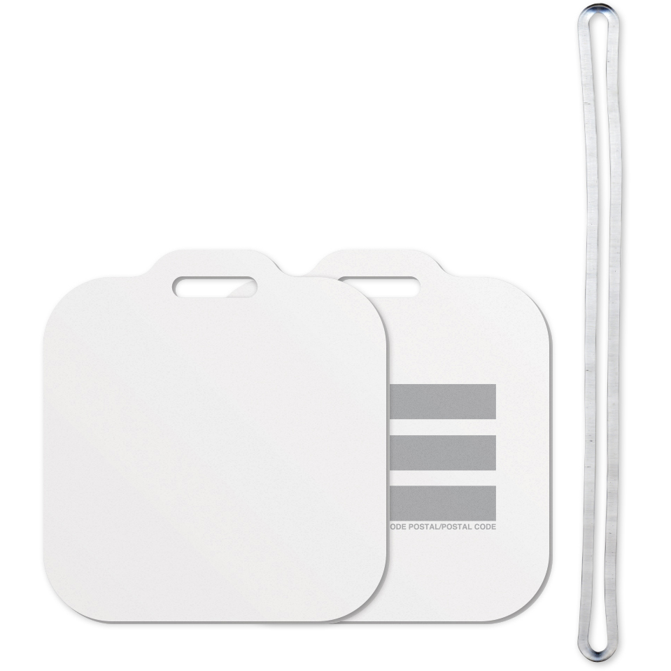 Luggage Tag (2 1/2"x 2 3/4") Square Full Colour Front Imprint Write-On Panels on Back with 6" Loop
