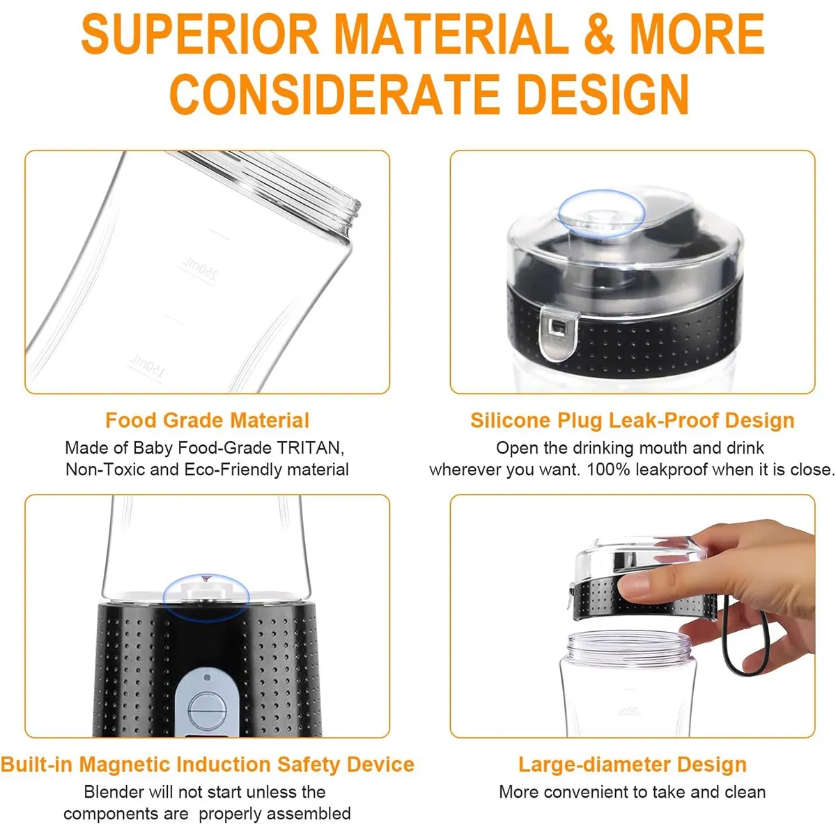 Custom Portable Durable Six Blades USB Rechargeable Blender 3