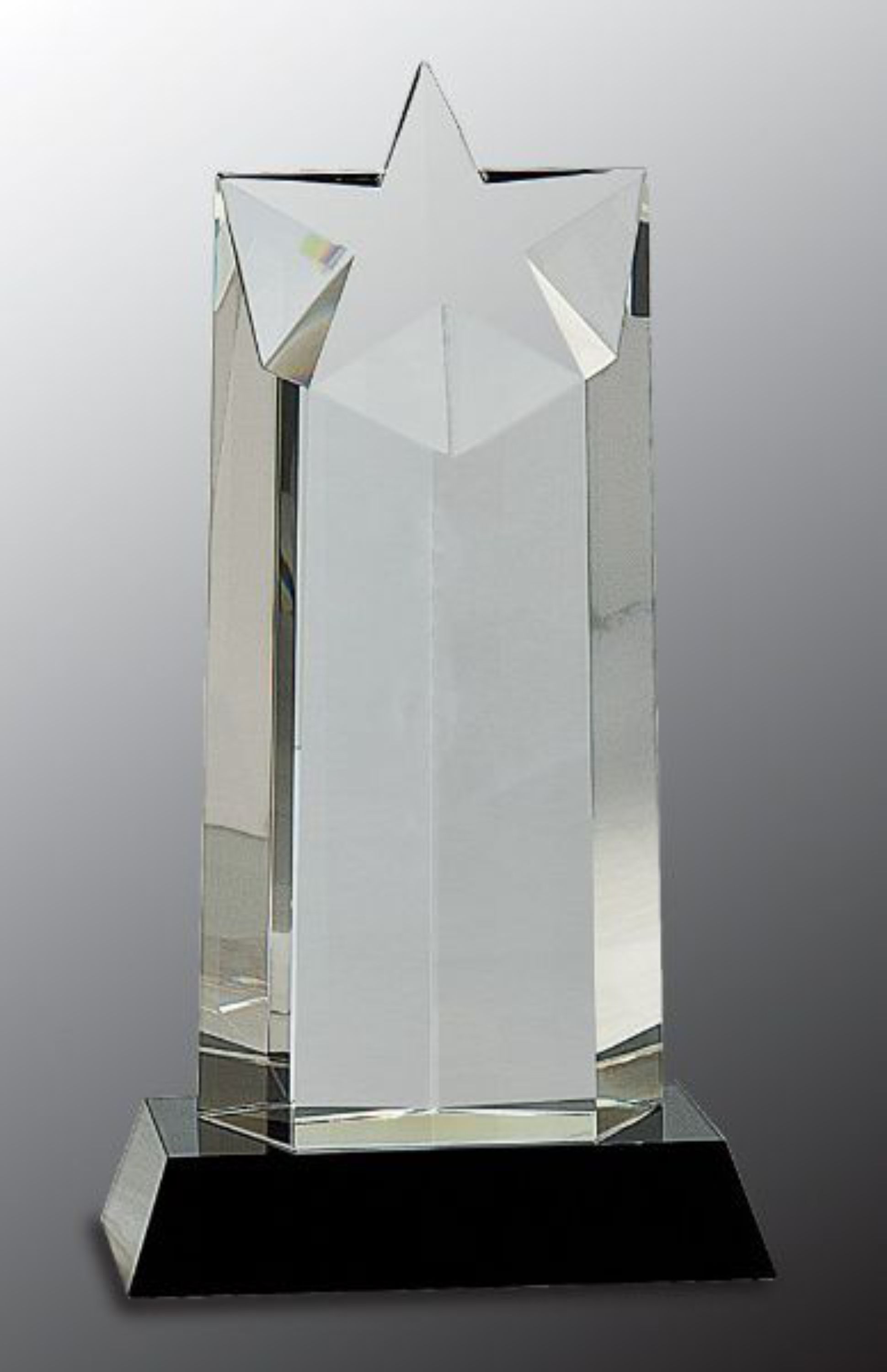10" Crystal Star Column on Black Pedestal Base Crystal Award 2