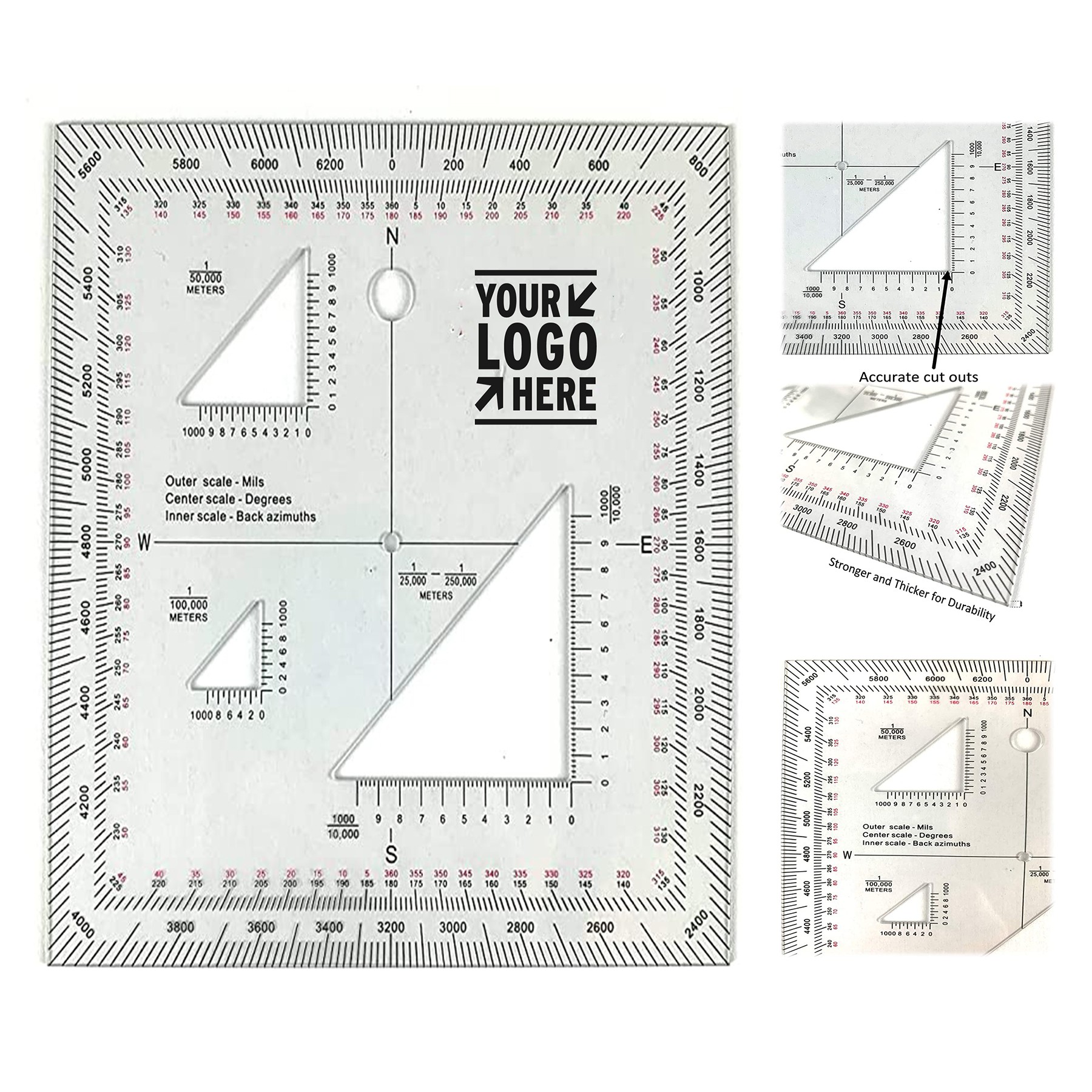 5 x 5 Inches Portable Military Scale and Protractor 2