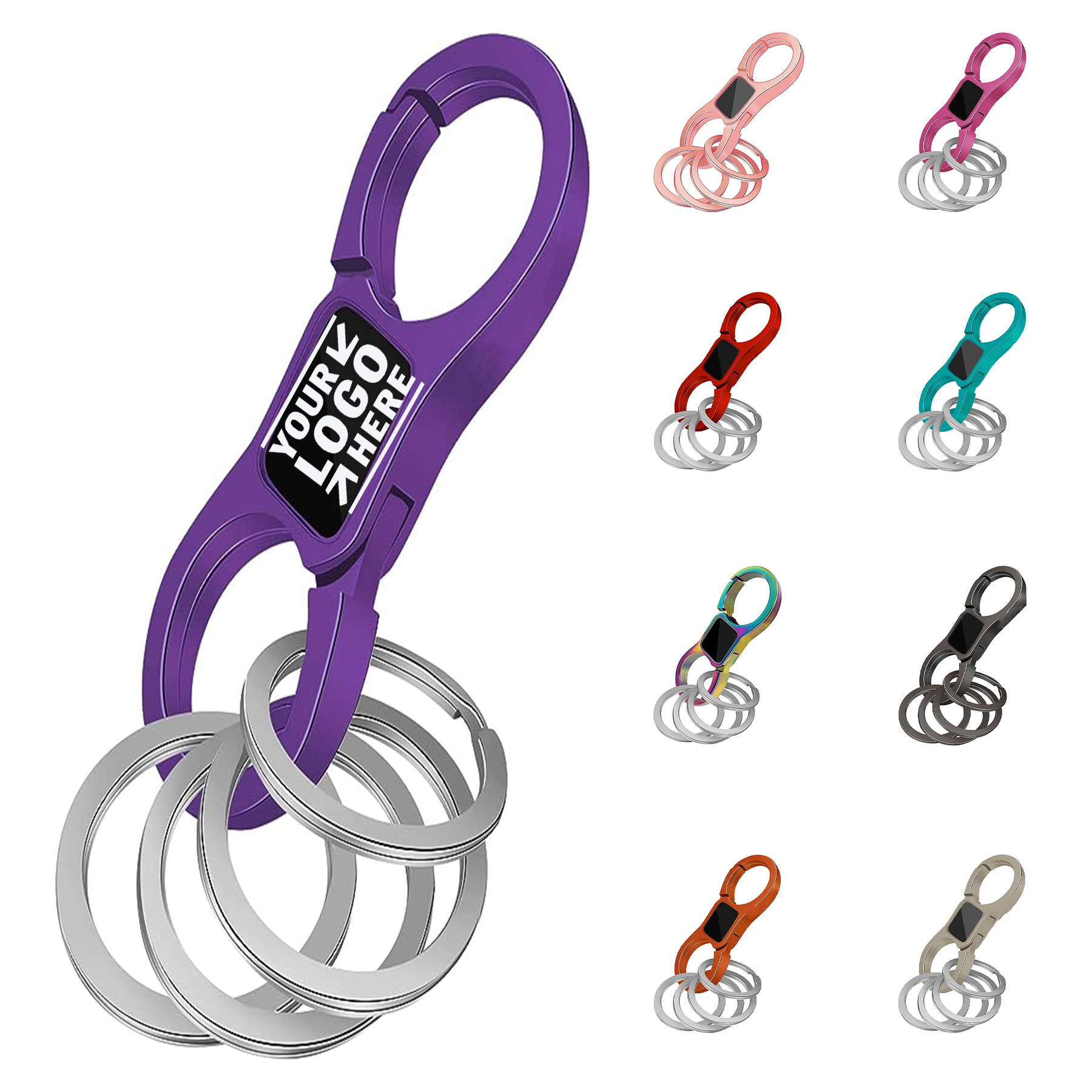 Heavy Duty Car Keychain Organizer Quick Release Spring With 4 Key Rings