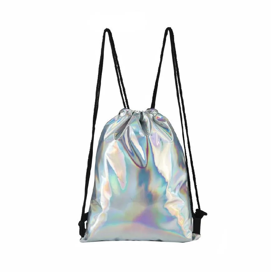 Pu Metallic Sport Drawstring Backpack Bag 2