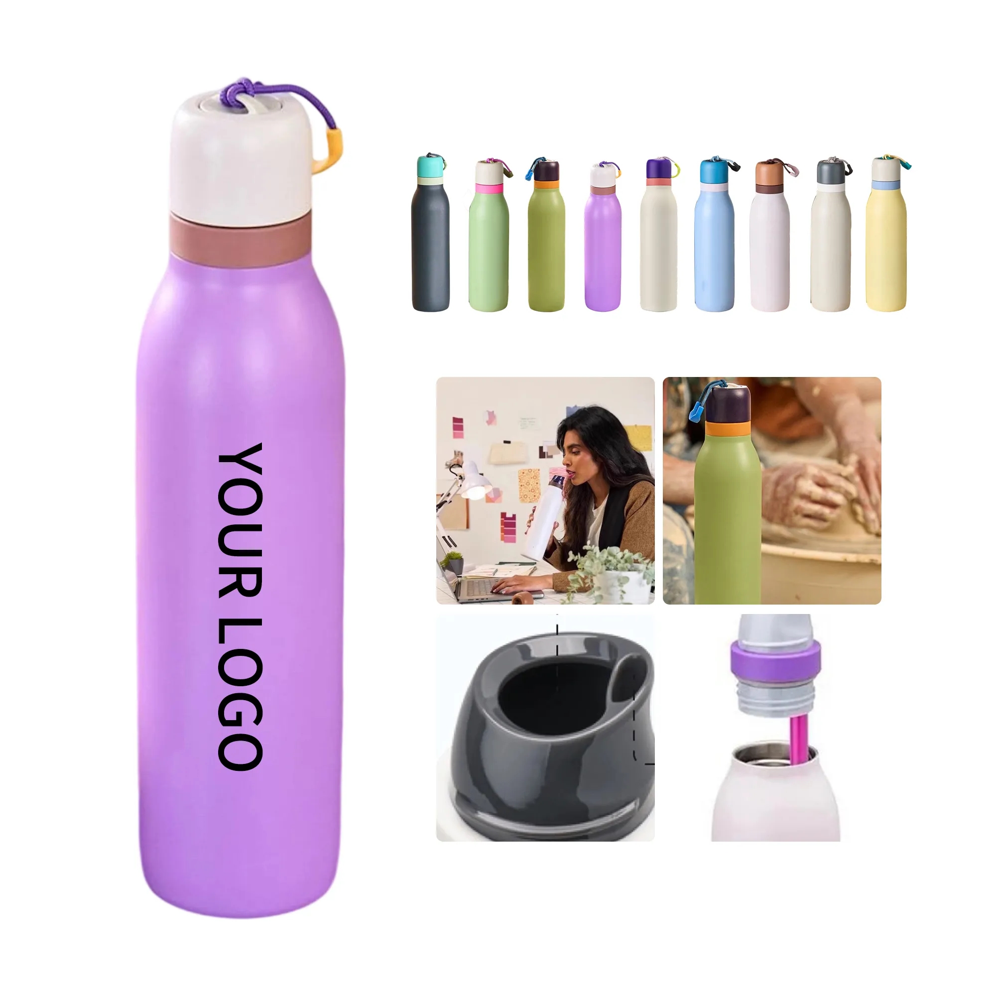 24oz Vacuum Tumbler with Straw and Leak Proof Lid 4