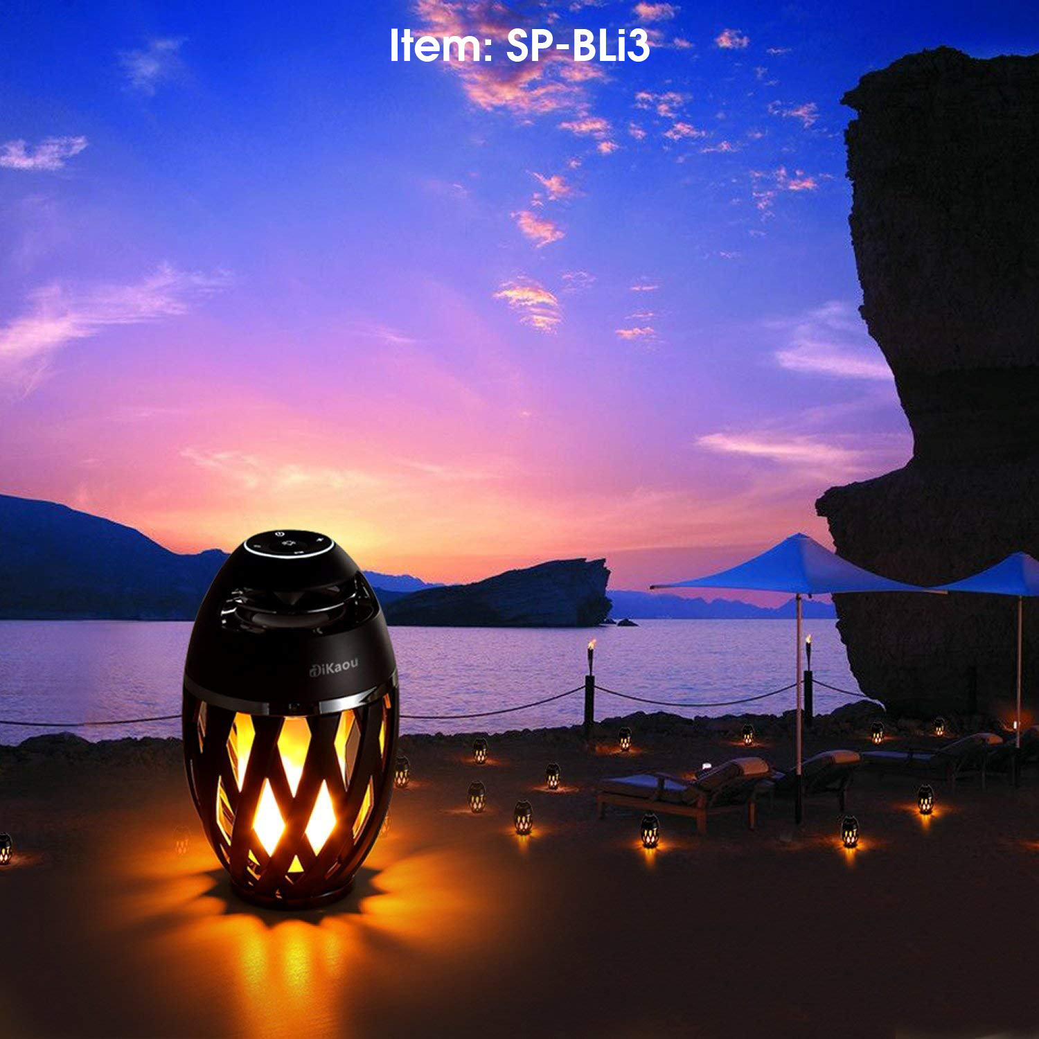 SonicWave LED Flame Torch Bluetooth Speaker Outdoor Waterproof IP65 6