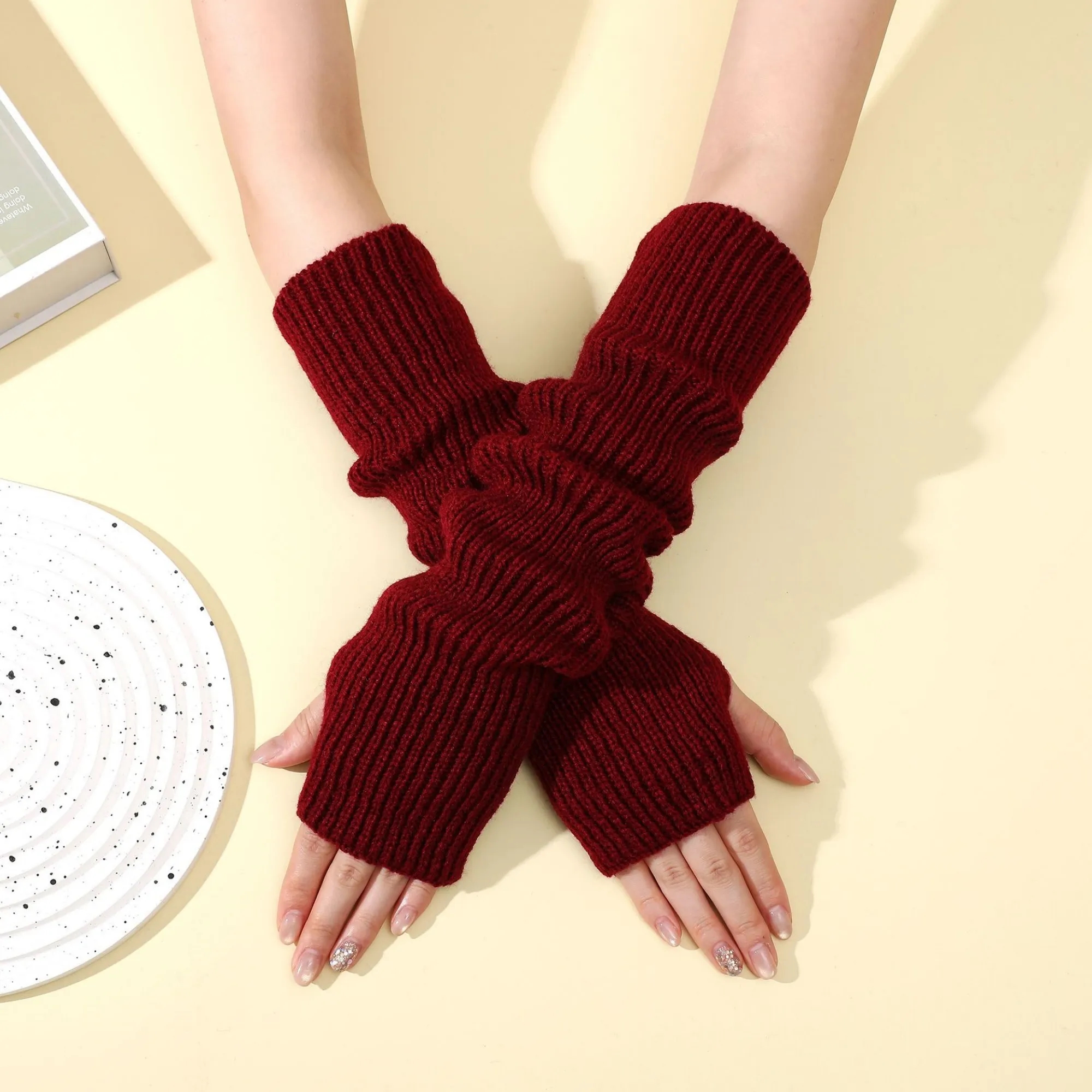 Long Fingerless Knit Winter Arm Warmers 25