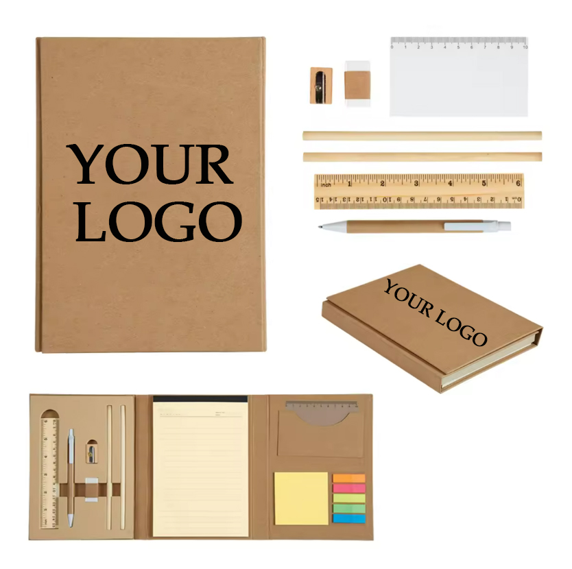 Notebook W/Pen Ruler Sticky Notes Set 2