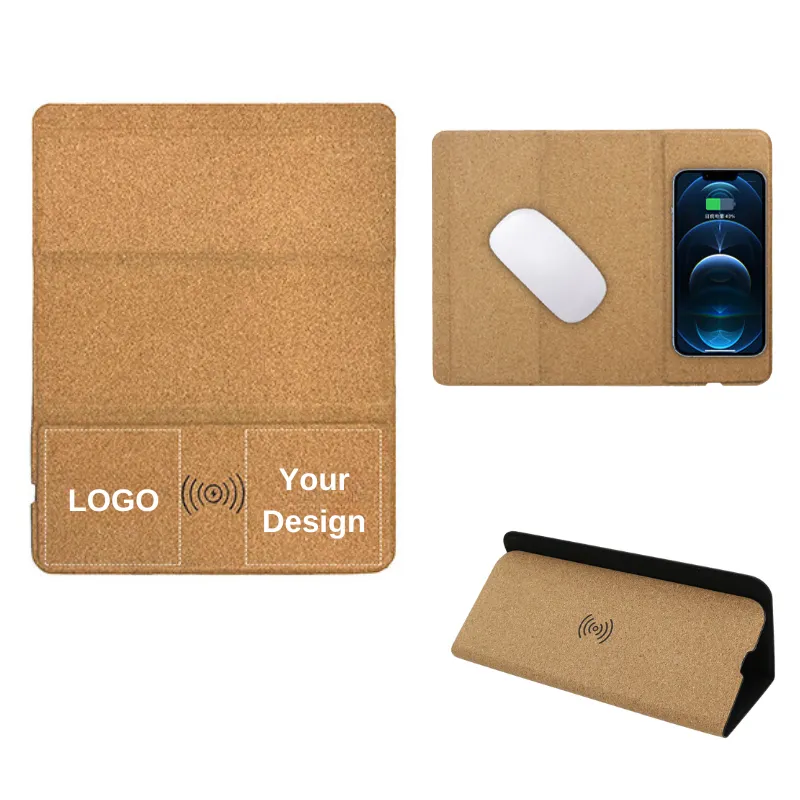 Eco-friendly Cork mouse pad with wireless charger foldable 5