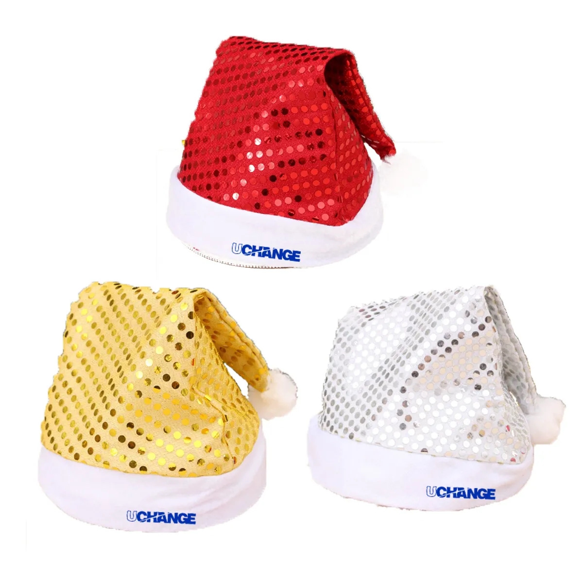 Sequin Christmas Santa Hat With Pom And Custom Logo Band 7