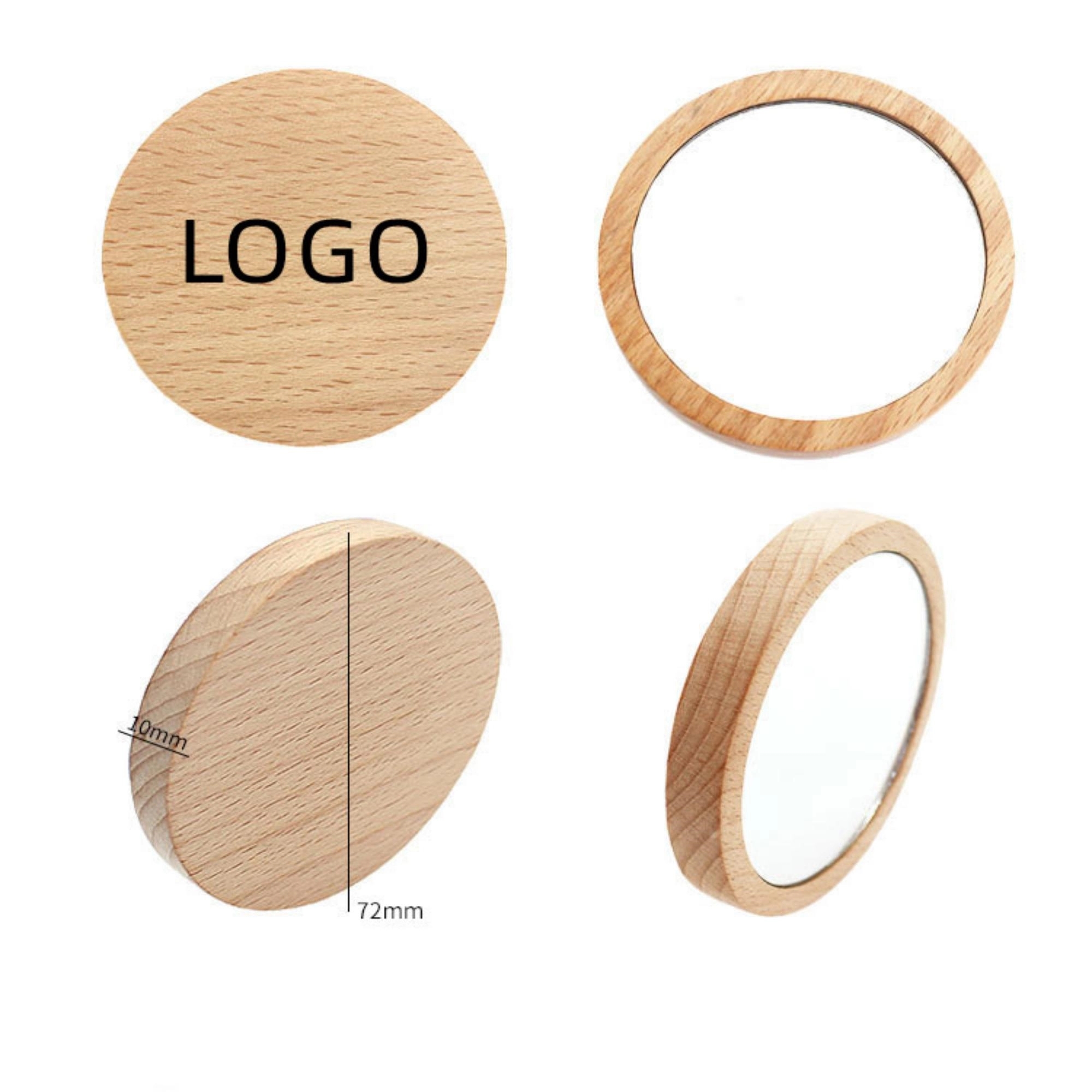 Full Color Pocket Wooden Portable Makeup Mirror 2