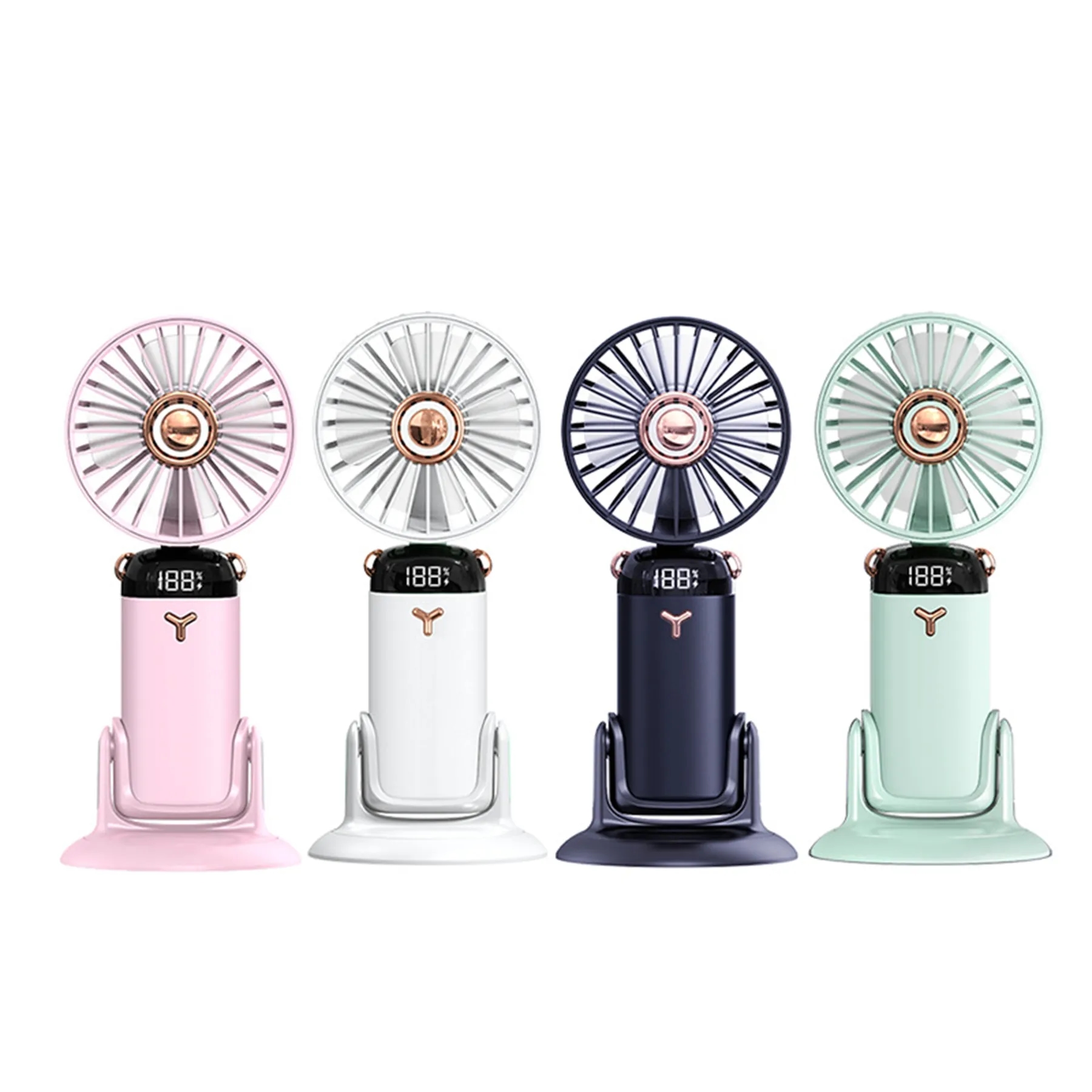 2400 mAh Foldable USB Rechargeable  LED Display Handheld Fan 5