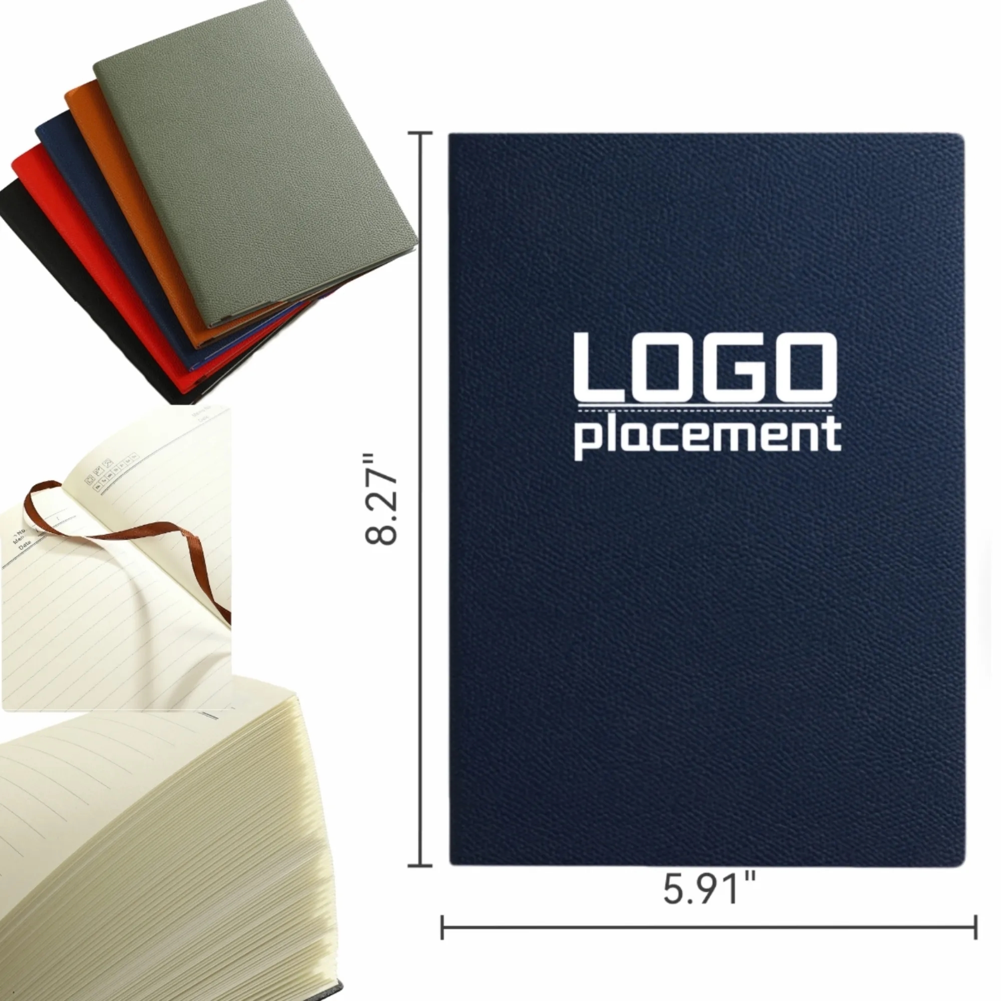A5 Business Notebook, Lychee Leather, Custom Logo 3