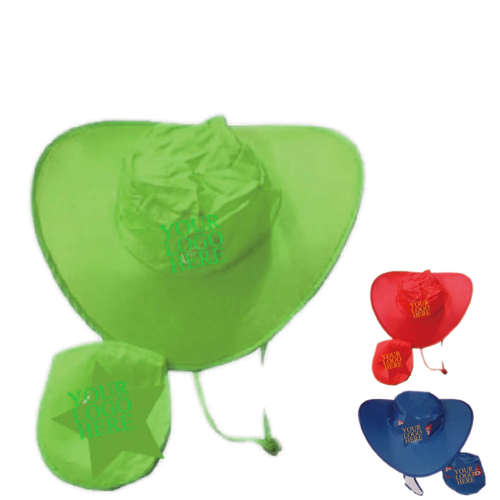 Custom Printed Foldable Cowboy Hat with Storage Pouch 3