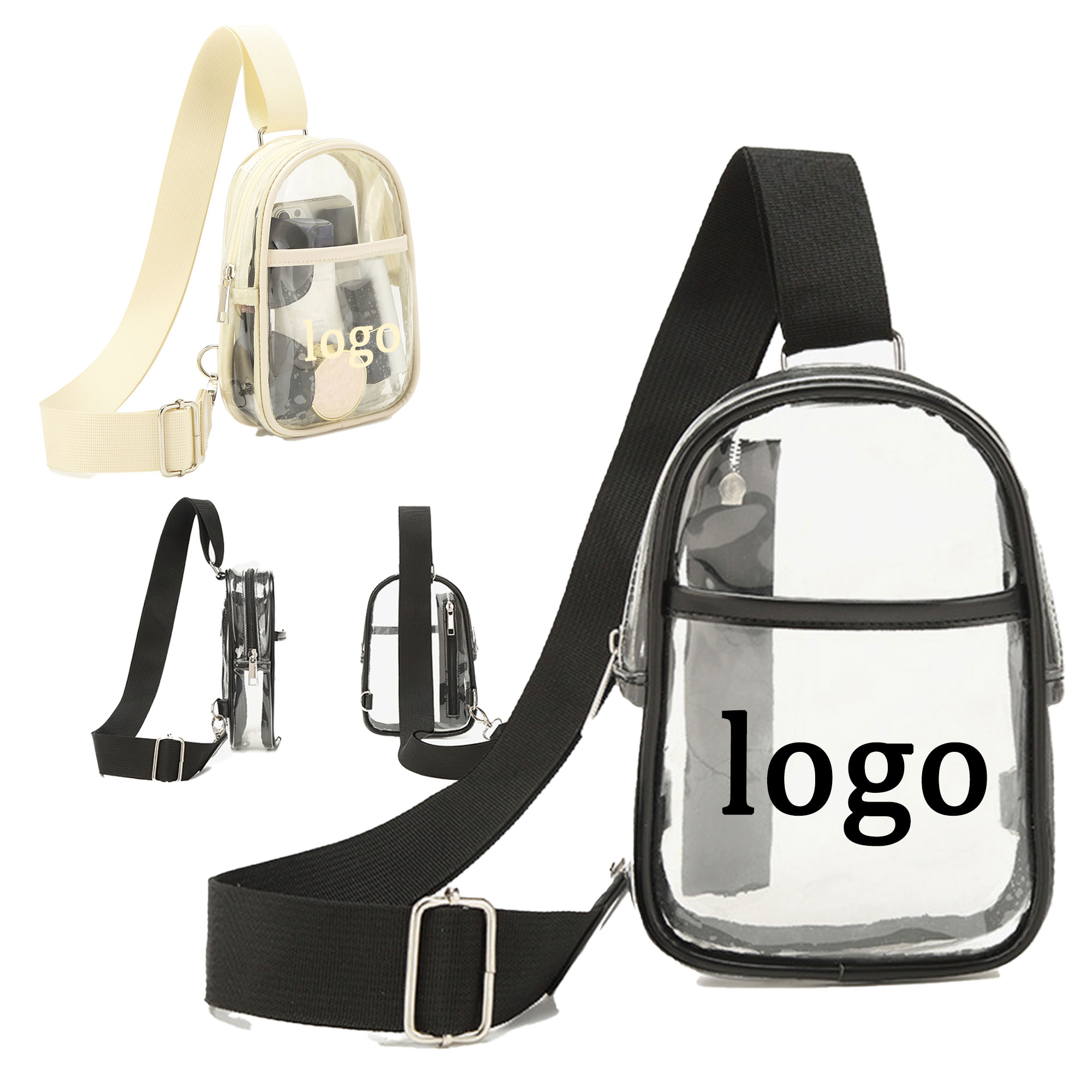 MOQ 30 PVC Transparent Crossbody Chest Bag 6"L x 2"W x 7.5"H 2