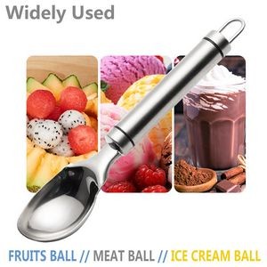 Stainless Steel Ice Cream Scoop Spoon With Elegant Double Black Ring Handle 13