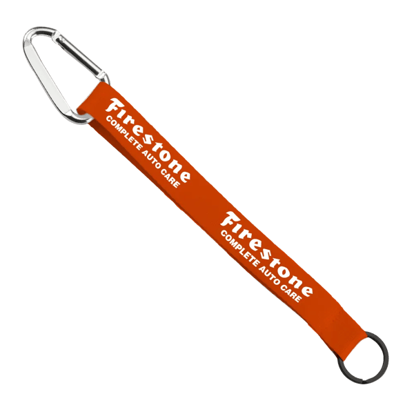 3/4" Sewn Polyester Keychain with Metal Split-Ring and Carabiner 106
