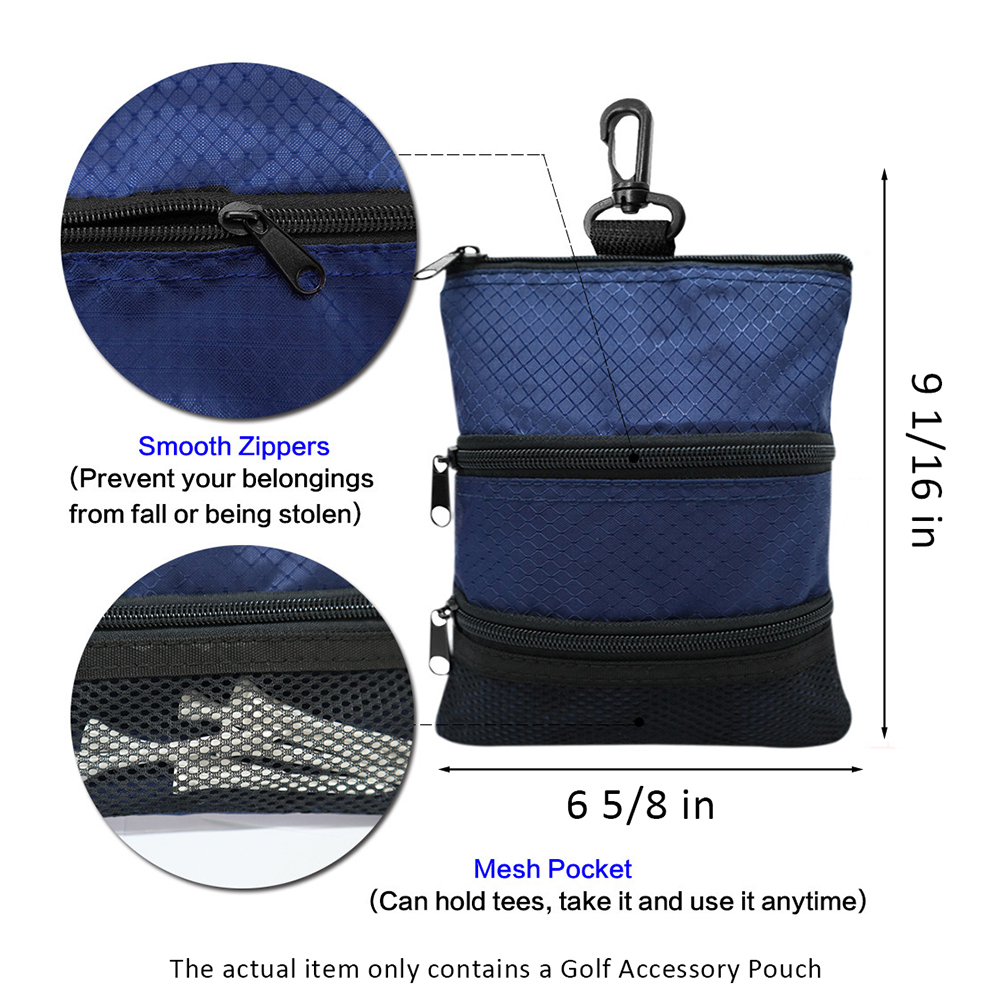 Golf Accessory Pouch with Carabiner and Zipper Pockets 2