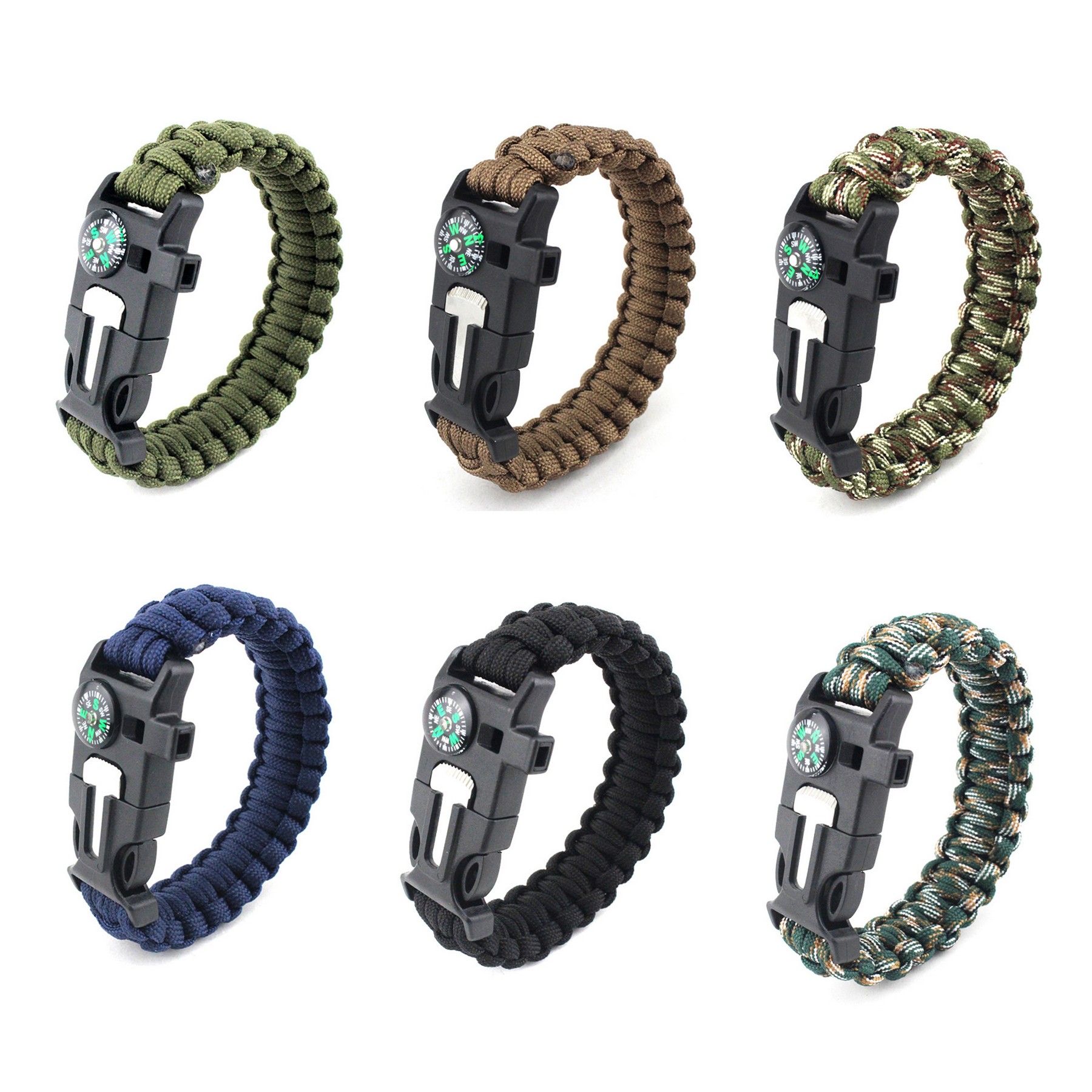 5-In-1 Crossover Tactical Survival Wristband W/Fire Starter 1