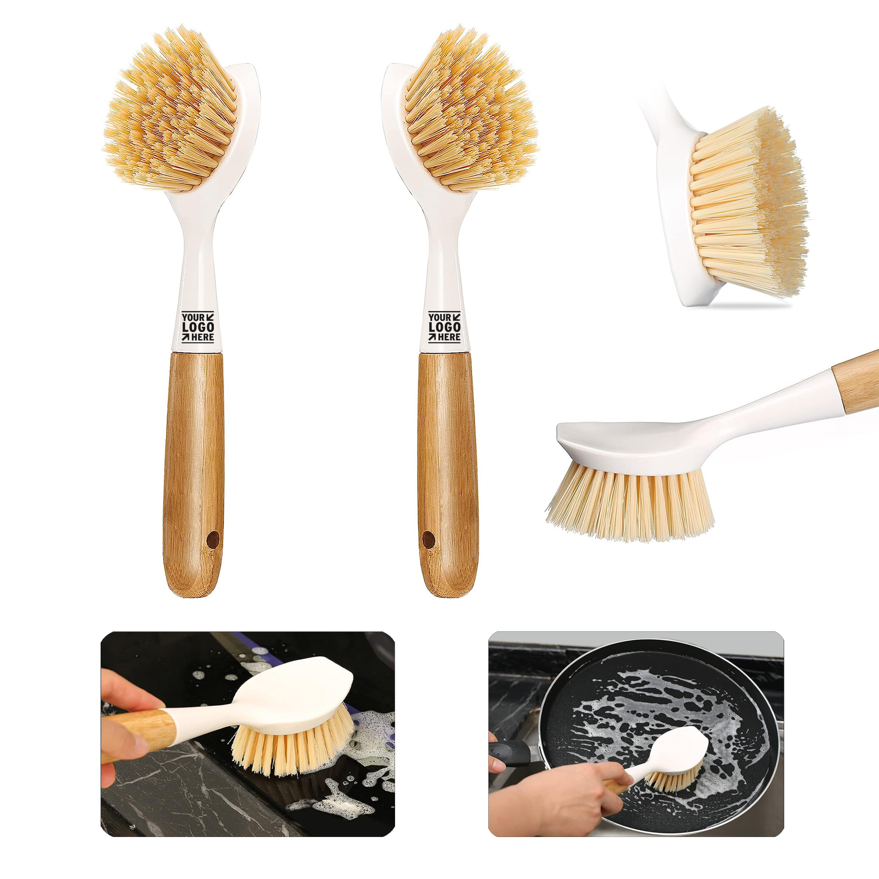 Bamboo Handle Kitchen Dish Brush 2