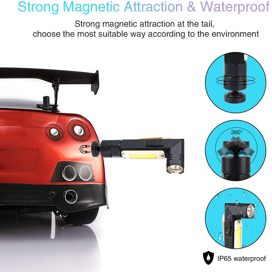 Multi-Functional COB Work Light, Headlamp and Flashlight 90 Degree Rotate with Magnetic Base 16