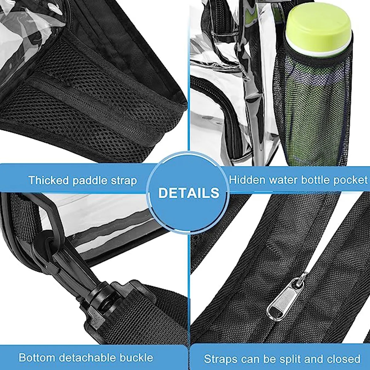 Clear PVC Outdoor Backpack & Sling Bag With Adjustable Strap 6