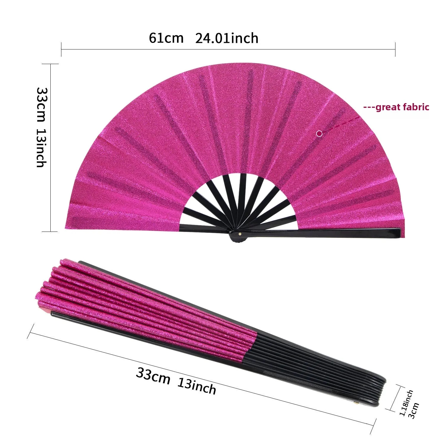 13 Inch Custom Glitter Hand Fan for Rave Parties - Bulk Order 4