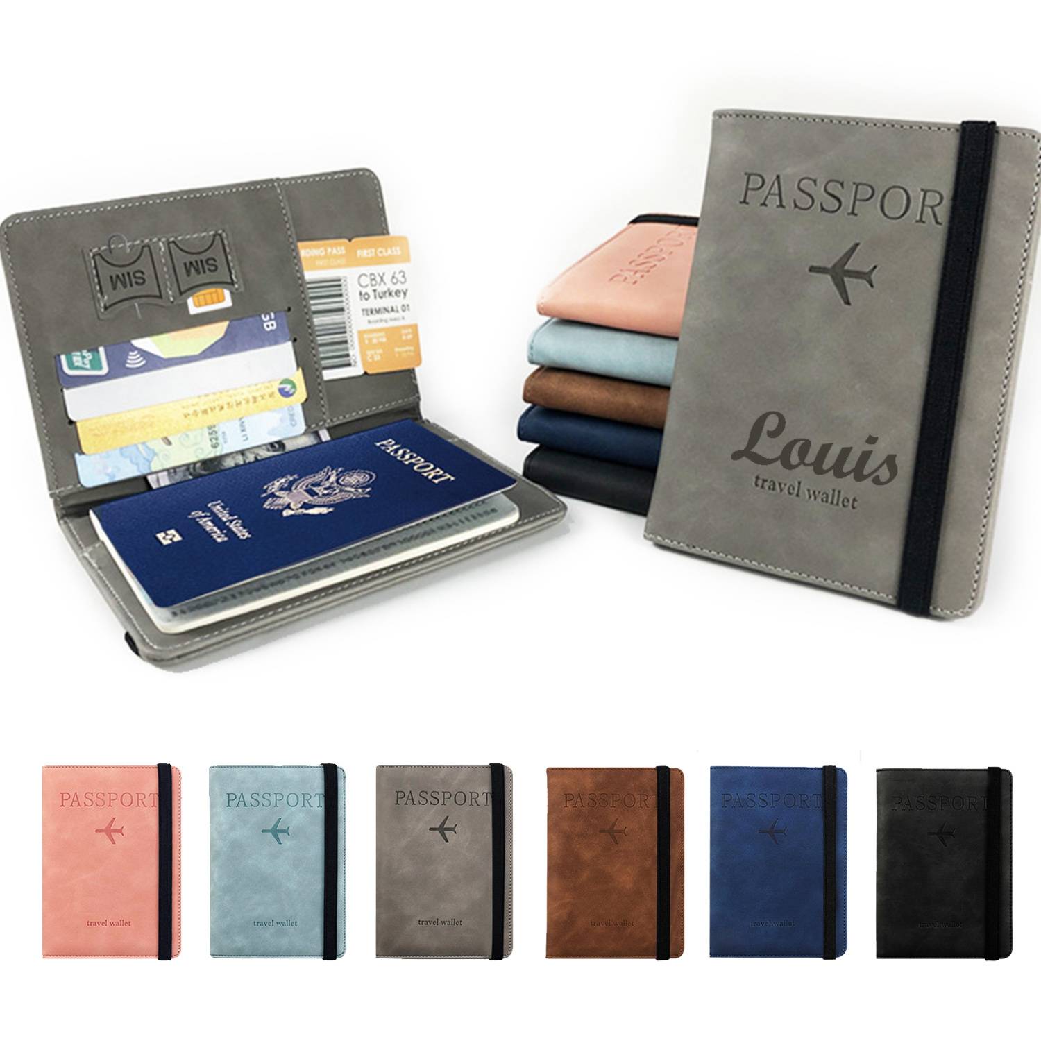 RFID PU Leather Multifunctional Passport Travel Wallet 2