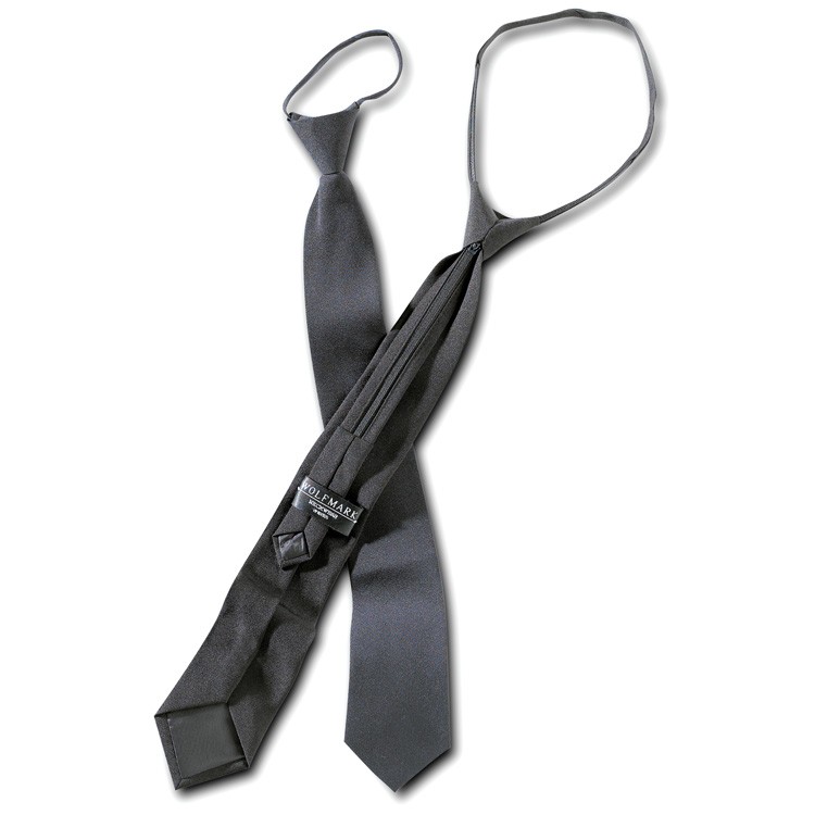 Grey Polyester Poplin Zipper Neck Tie 2