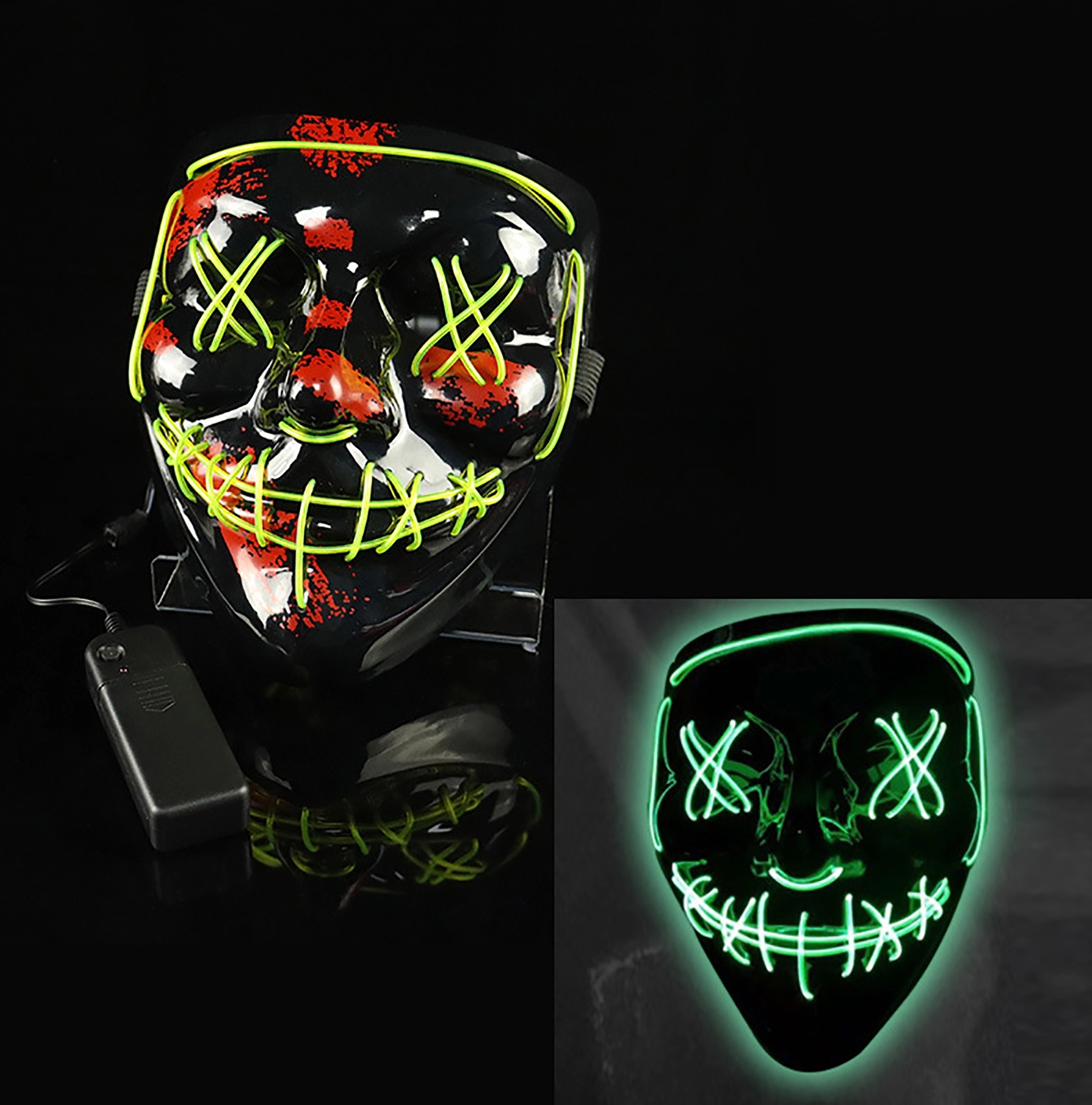 Scary LED Halloween Mask Cosplay Light Up for Men Women Kids 10
