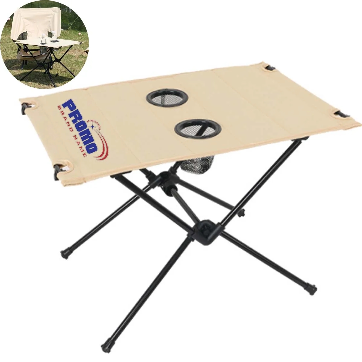 Folding Compact Camping Table with 2 Cup Holders 1