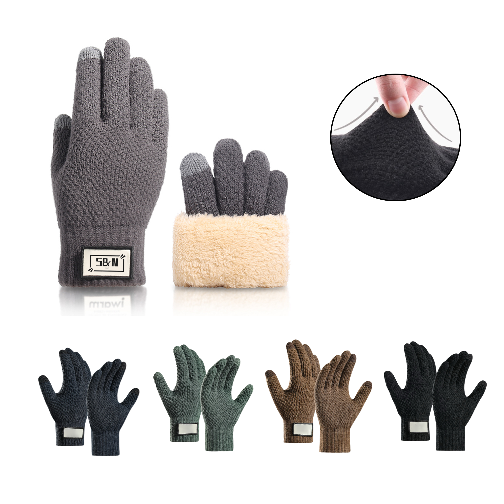 Knitted Warm Gloves With Soft Lining And Touch Screen Fingertips 8