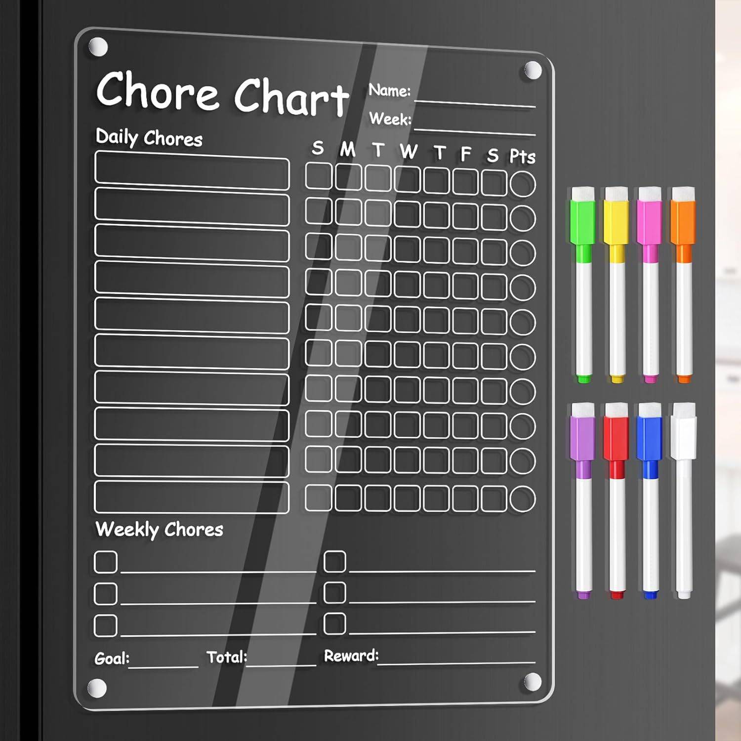 Clear Acrylic Magnetic Dry Erase Memo Board w/ Markers 6